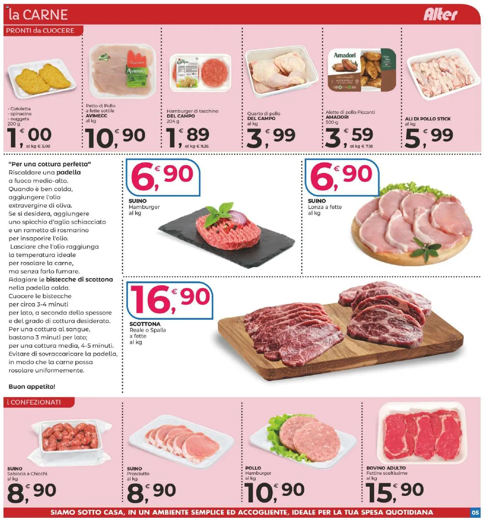 Volantino Alter Discount del 09.04.2026 | Pagina: 5 | Prodotti: Pollo, Suino, Padella, Hamburger