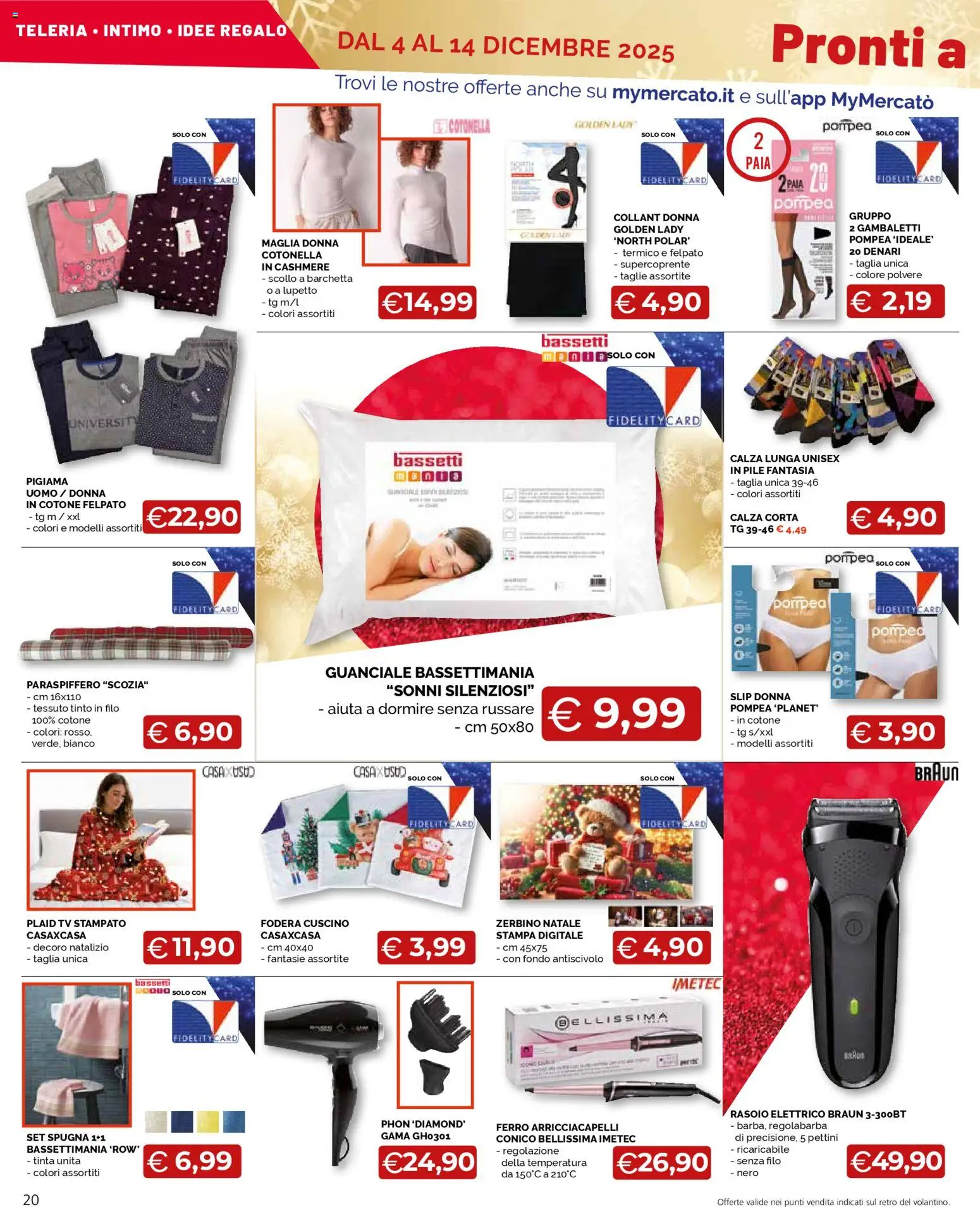 Volantino Mercatò del 04.12.2025 | Pagina: 20 | Prodotti: Plaid, Regolabarba, Pigiama, Ferro arricciacapelli