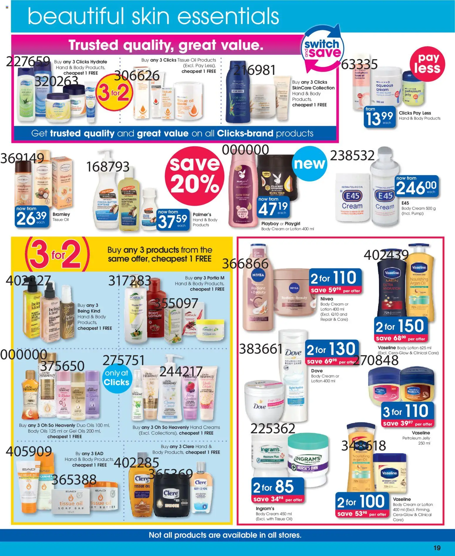 New Clicks catalogue – valid from 23.04.2026 | Page: 19 | Products: Light, Body cream, Soap, Lotion