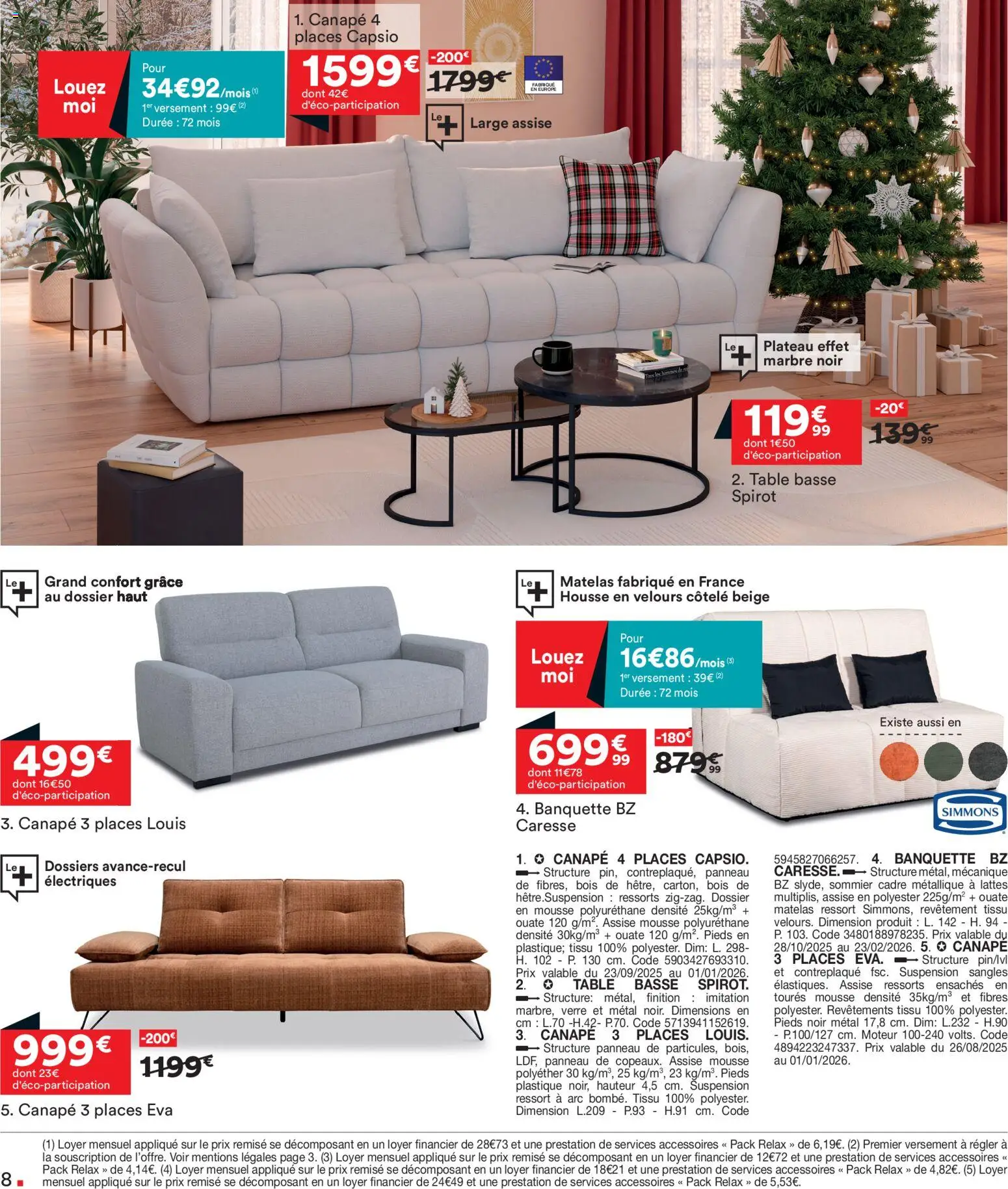 {H1} | Page: 8 | Produits: Plateau, Suspension, Sommier, Canapé