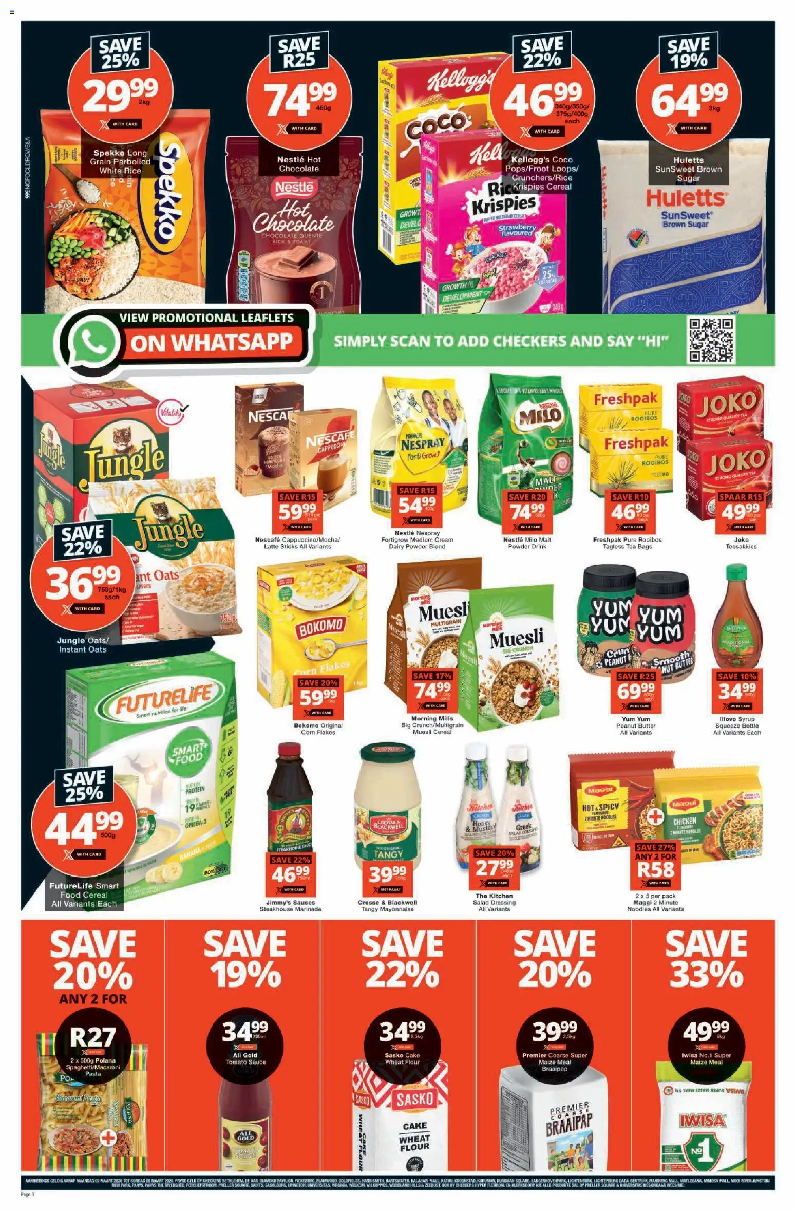 New Checkers catalogue – valid from 02.03.2026 | Page: 6 | Products: Tea, Peanut butter, Marinade, Sugar