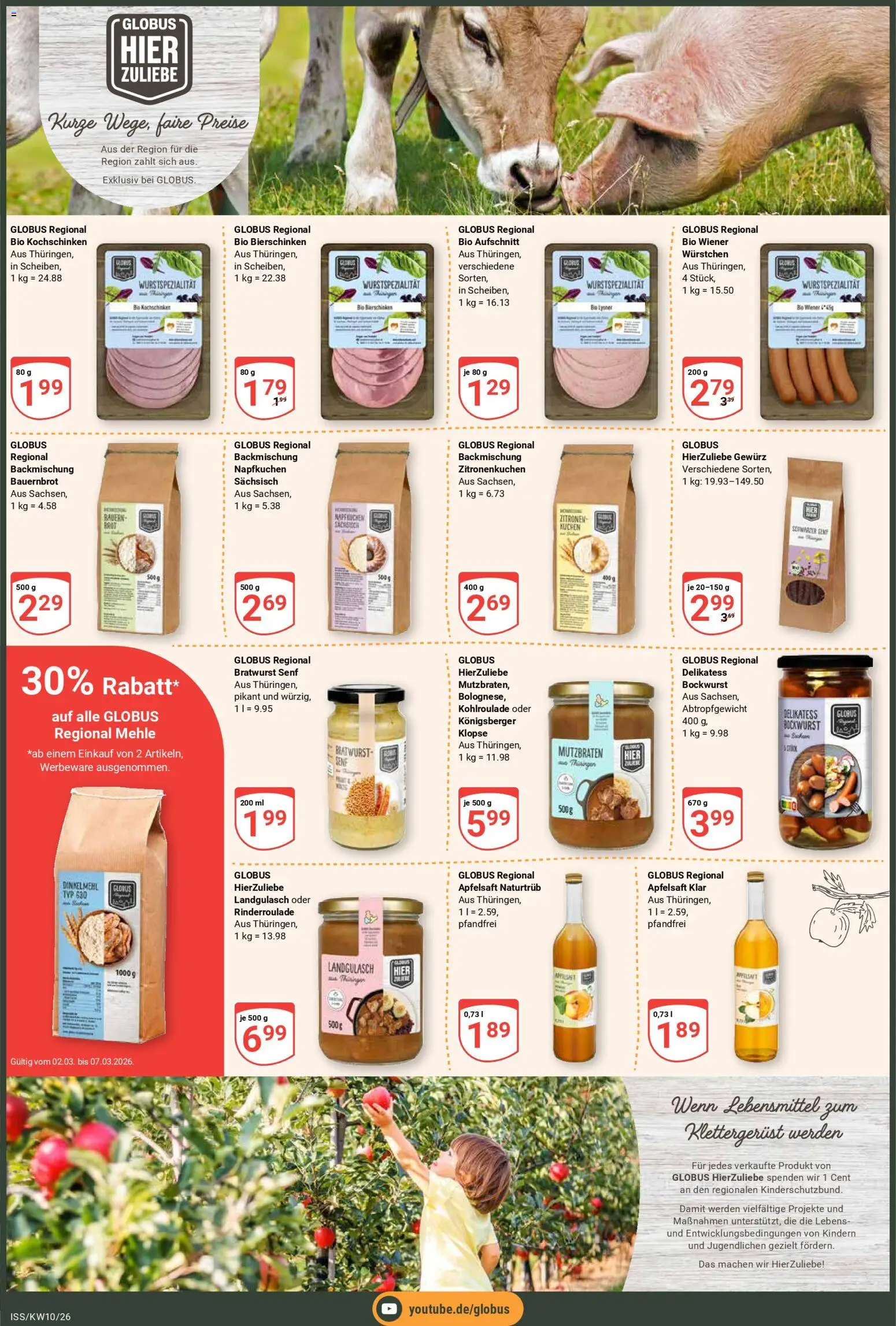 Globus Prospekt – gültig ab 02.03.2026 | Seite: 2 | Produkte: Bockwurst, Brot, Kuchen, Zitronen