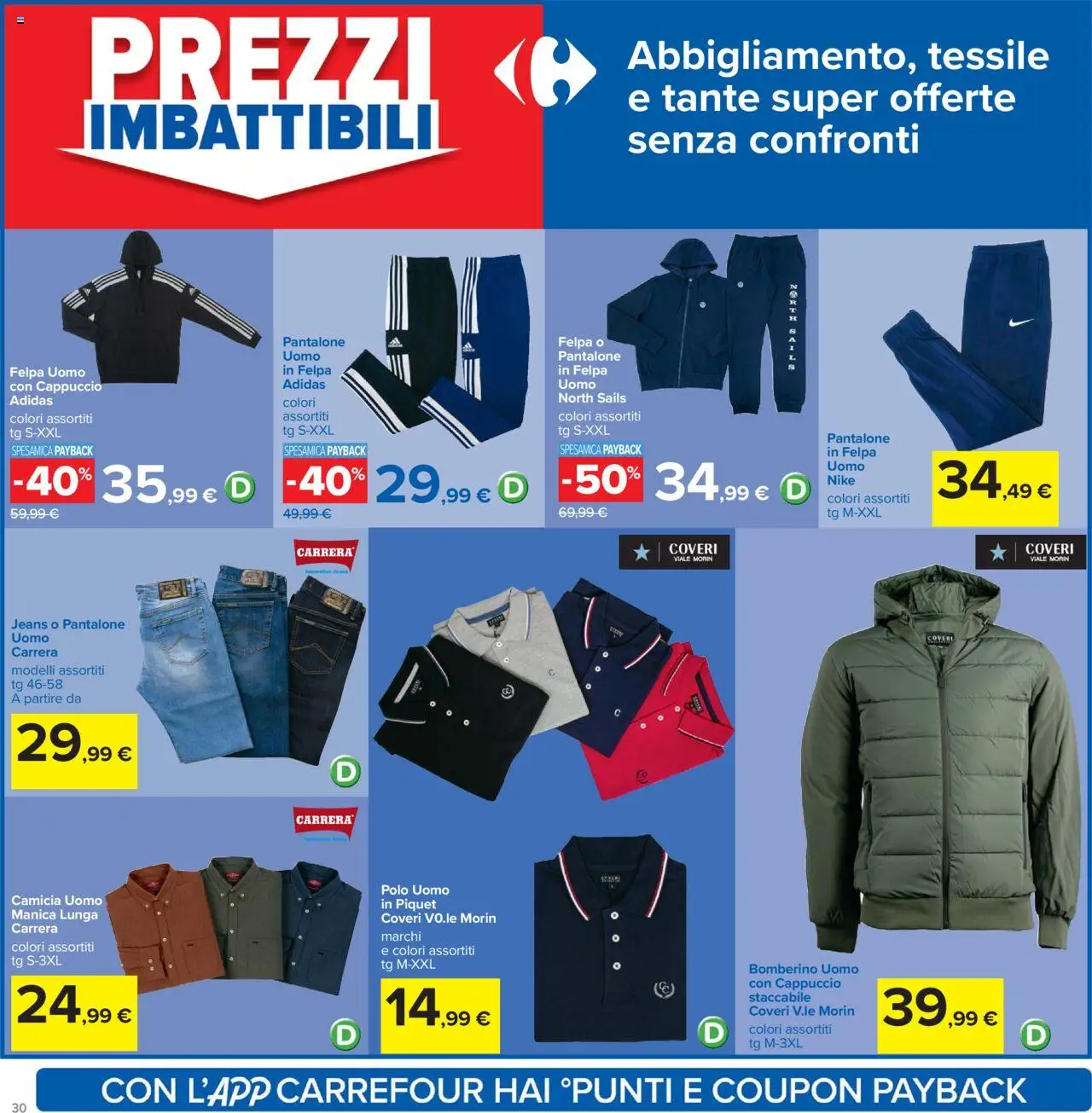 Volantino Carrefour del 15.09.2025 | Pagina: 30 | Prodotti: Camicia, Felpa, Jeans, Polo