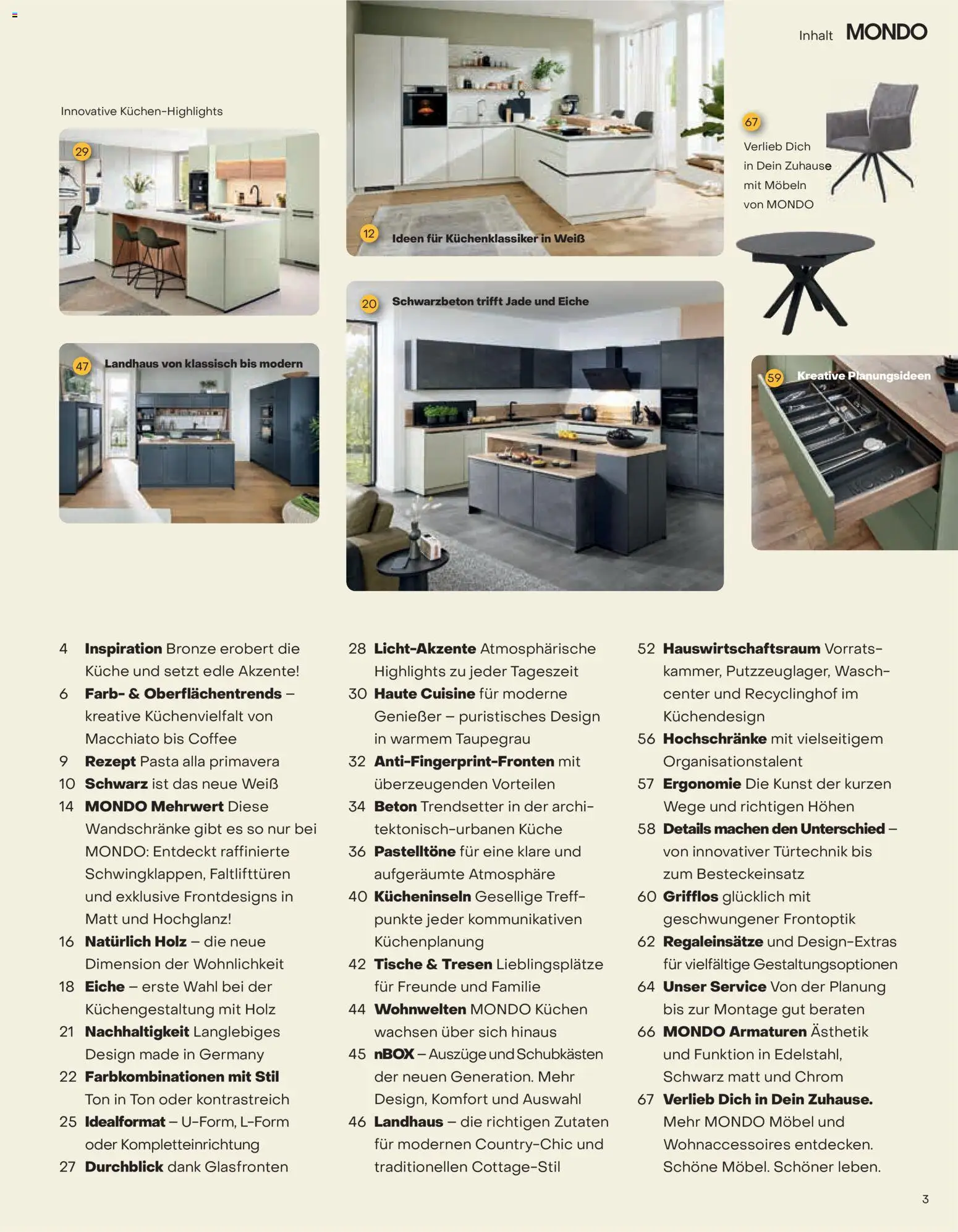 Ostermann Mondo Küchenprospekt 2026 – gültig ab 01.01.2026 | Seite: 3 | Produkte: Küche, Pasta, Kuchen