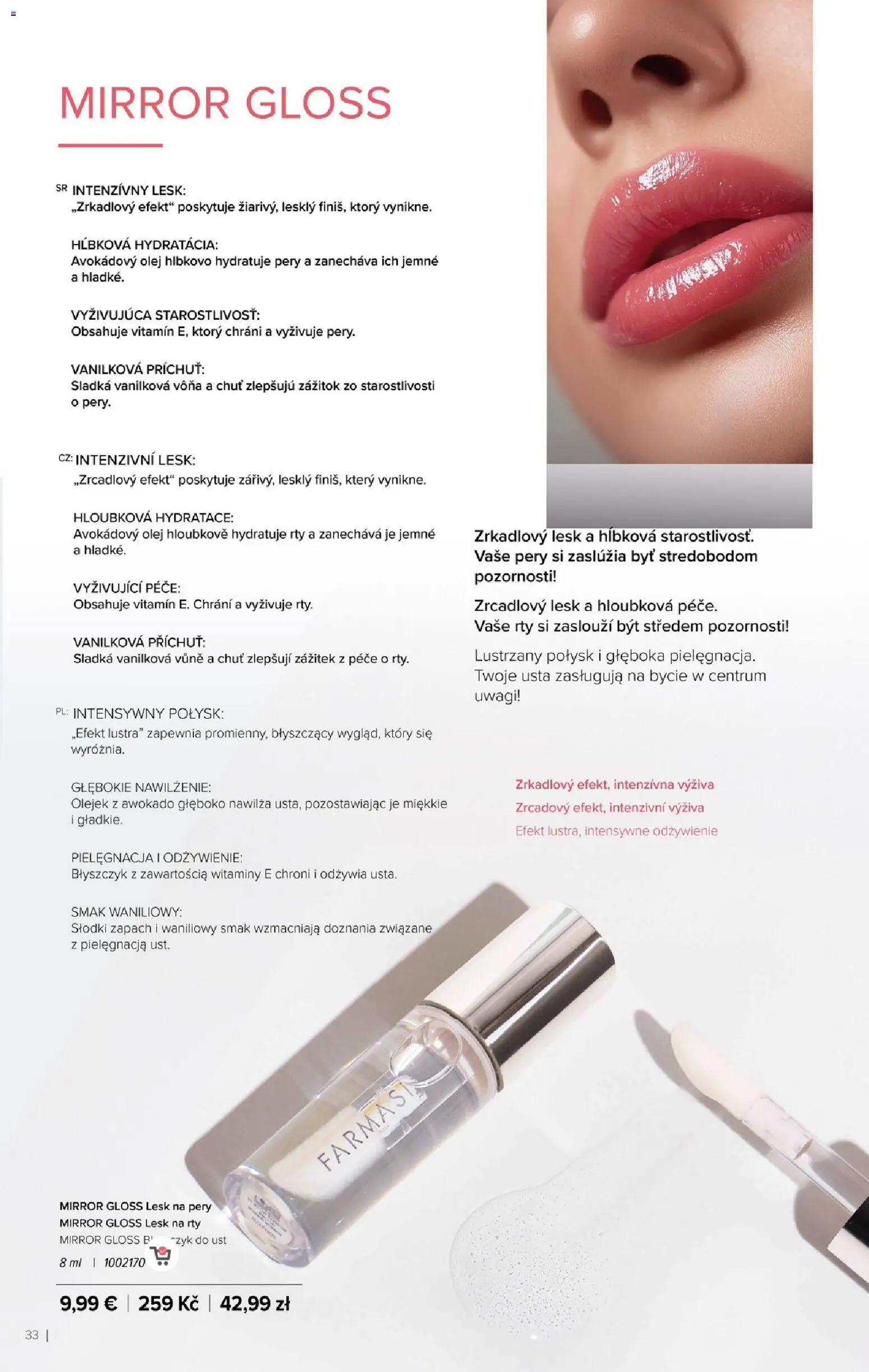 Nové Farmasi akcie – leták je platný od 01.01.2026 | Strana: 33 | Produkty: Olej, Lesk na pery