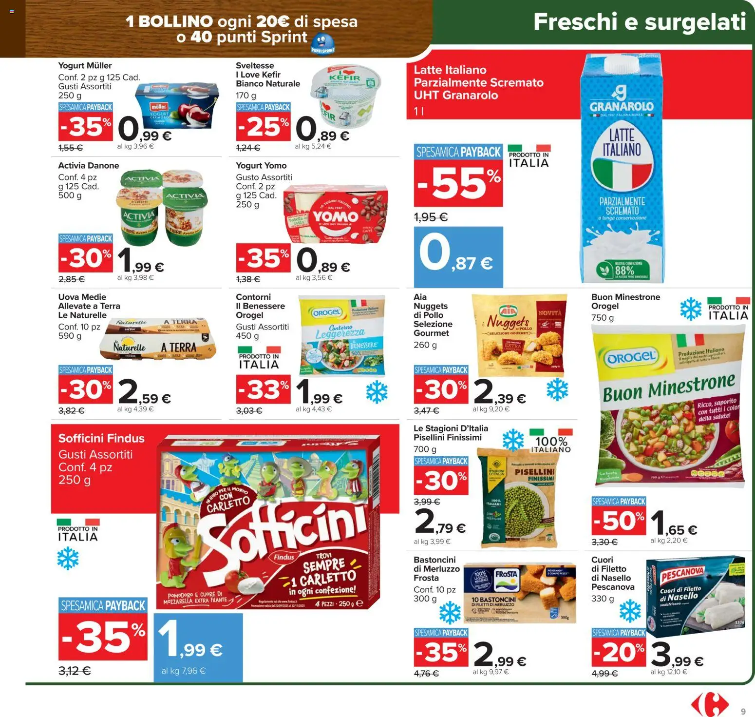 Volantino Carrefour del 15.01.2026 | Pagina: 9 | Prodotti: Uova, Mozzarella, Latte, Terra