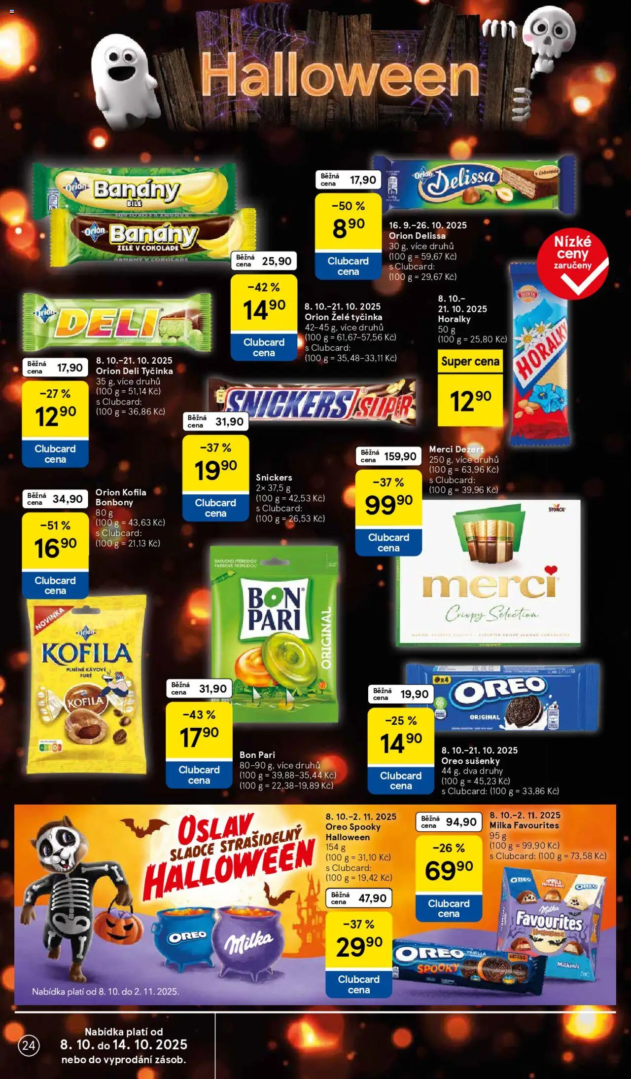 Tesco leták - Hypermarket od 08.10.2025 | Strana: 24 | Produkty: Milka, Banány, Bonbóny, Merci