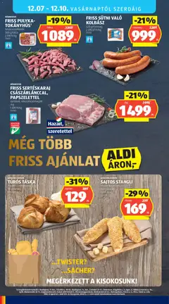 TÚRÓS TÁSKA, frissen sütött pékáru, 95 g/darab - amely érvényes a következő dátumtól: 04.12.2025 | Oldal: 40