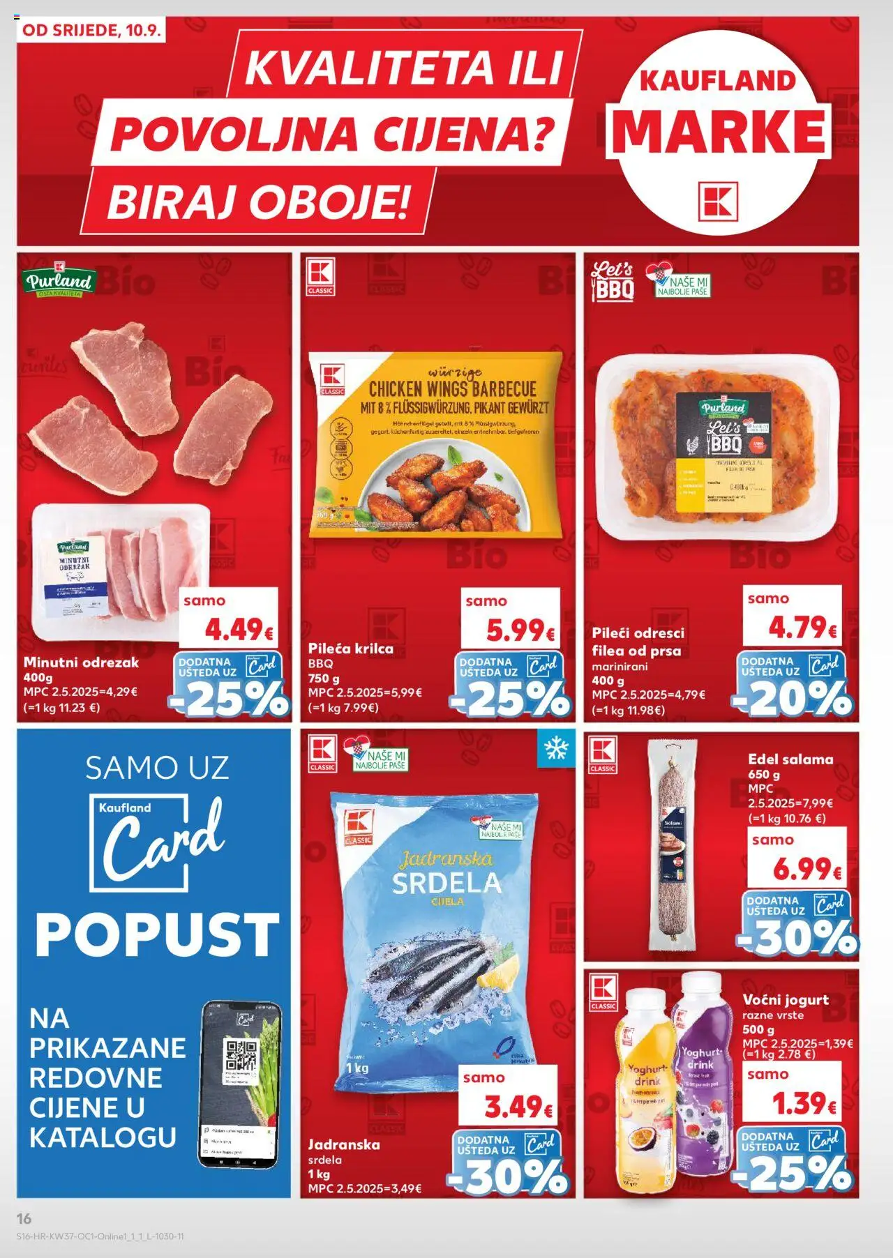Kaufland katalog | vrijedi od 10.09.2025 | Stranica: 16 | Proizvodi: Jogurt, Voćni jogurt, Salama, Srdela
