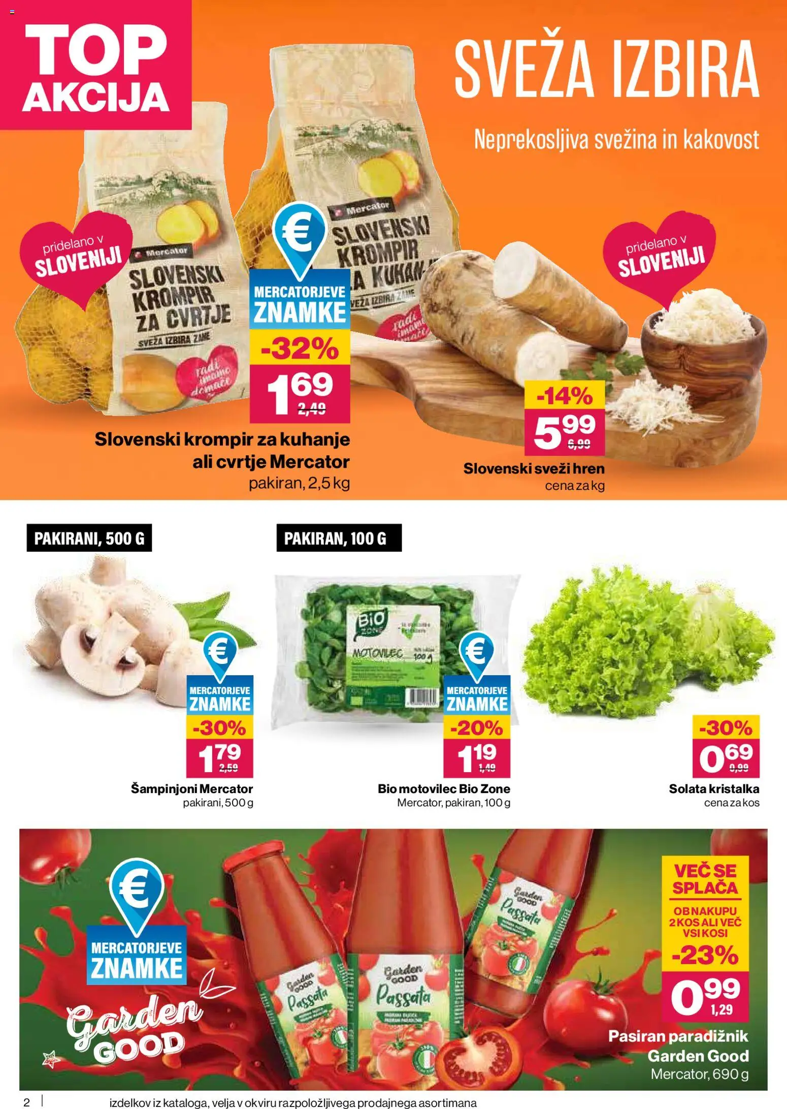 Novi Mercator katalog ponudbe – veljaven od 26.03.2026 | Stran: 2 | Izdelki: Kos, Paradiznik, Solata, Krompir