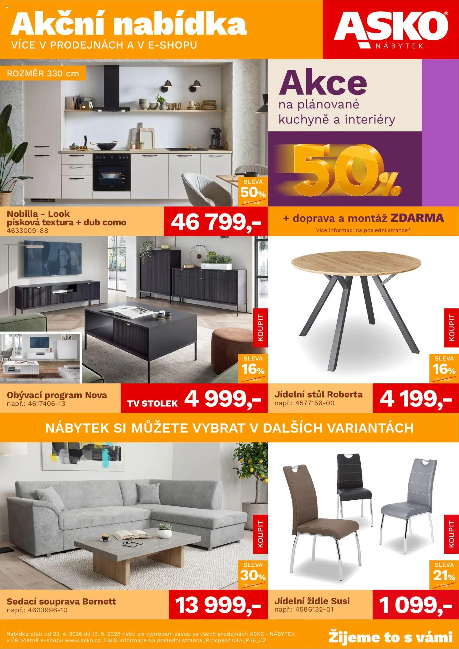 ASKO nábytek leták od 23.04.2026 | Strana: 1 | Produkty: Nábytek, Stolek, Židle, Kuchyně