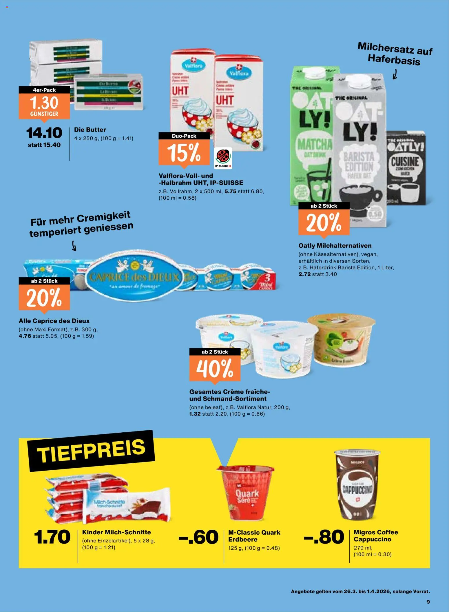Migros aktionen – gültig ab 26.03.2026 | Seite: 9 | Produkte: Quark, Butter, Creme