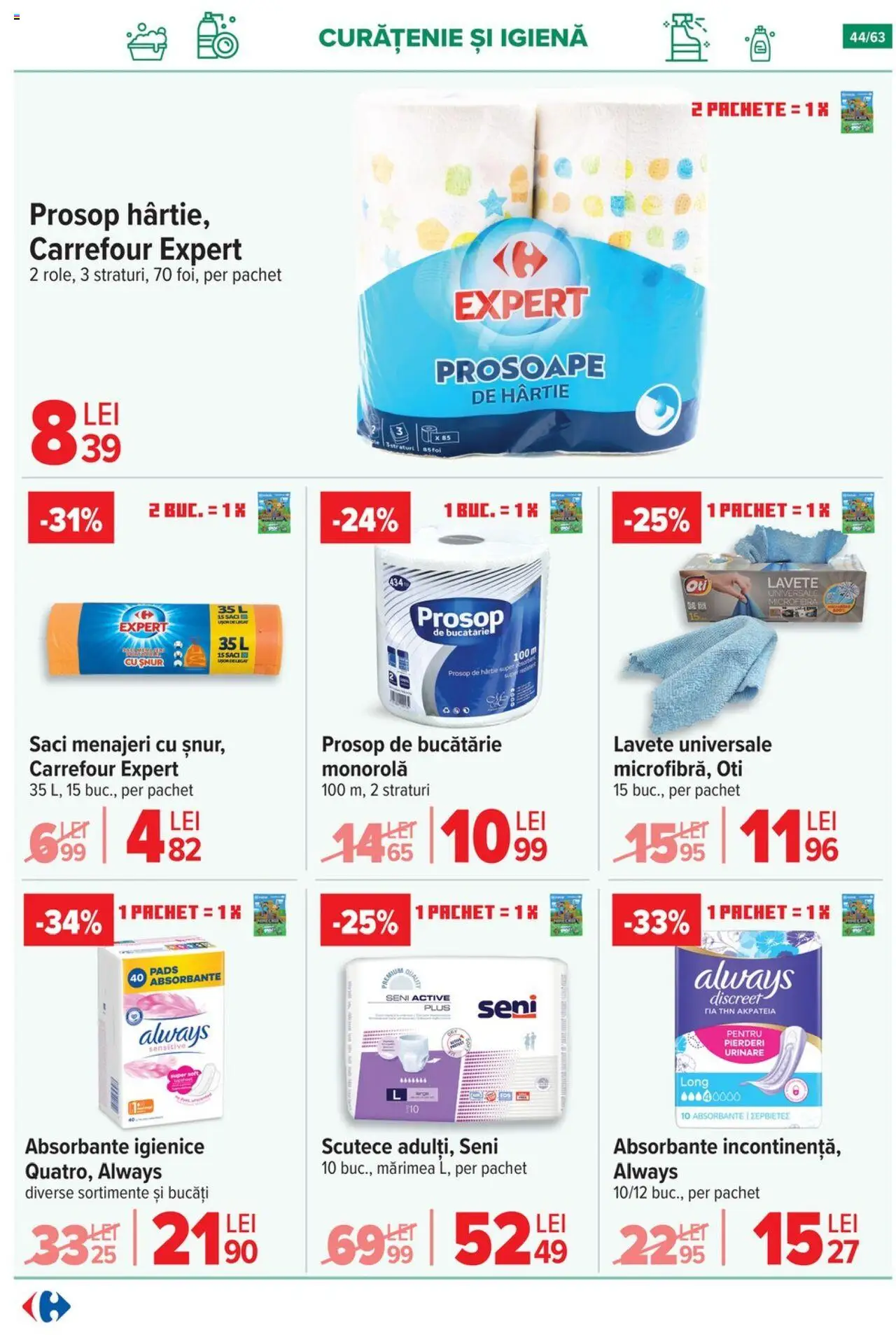 Noul catalog Carrefour – valabil de la 17.09.2025 | Pagină: 44 | Produse: Bucătărie, Lavete, Absorbante, Scutece