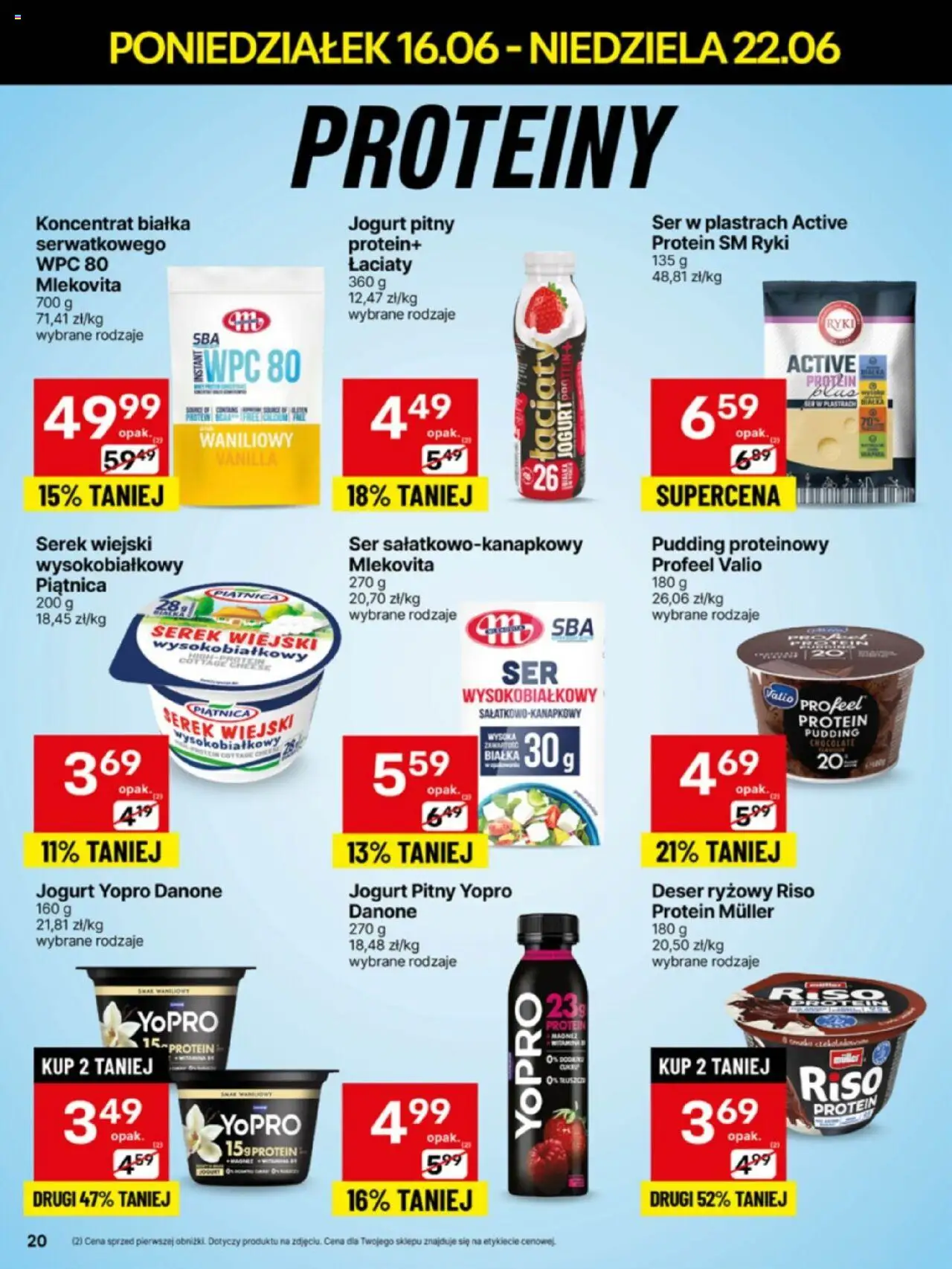 Delikatesy Centrum Gazetka od 16.06.2025 | Strona: 20 | Produkty: Serek, Jogurt pitny, Sandwich, Serek wiejski wysokobiałkowy