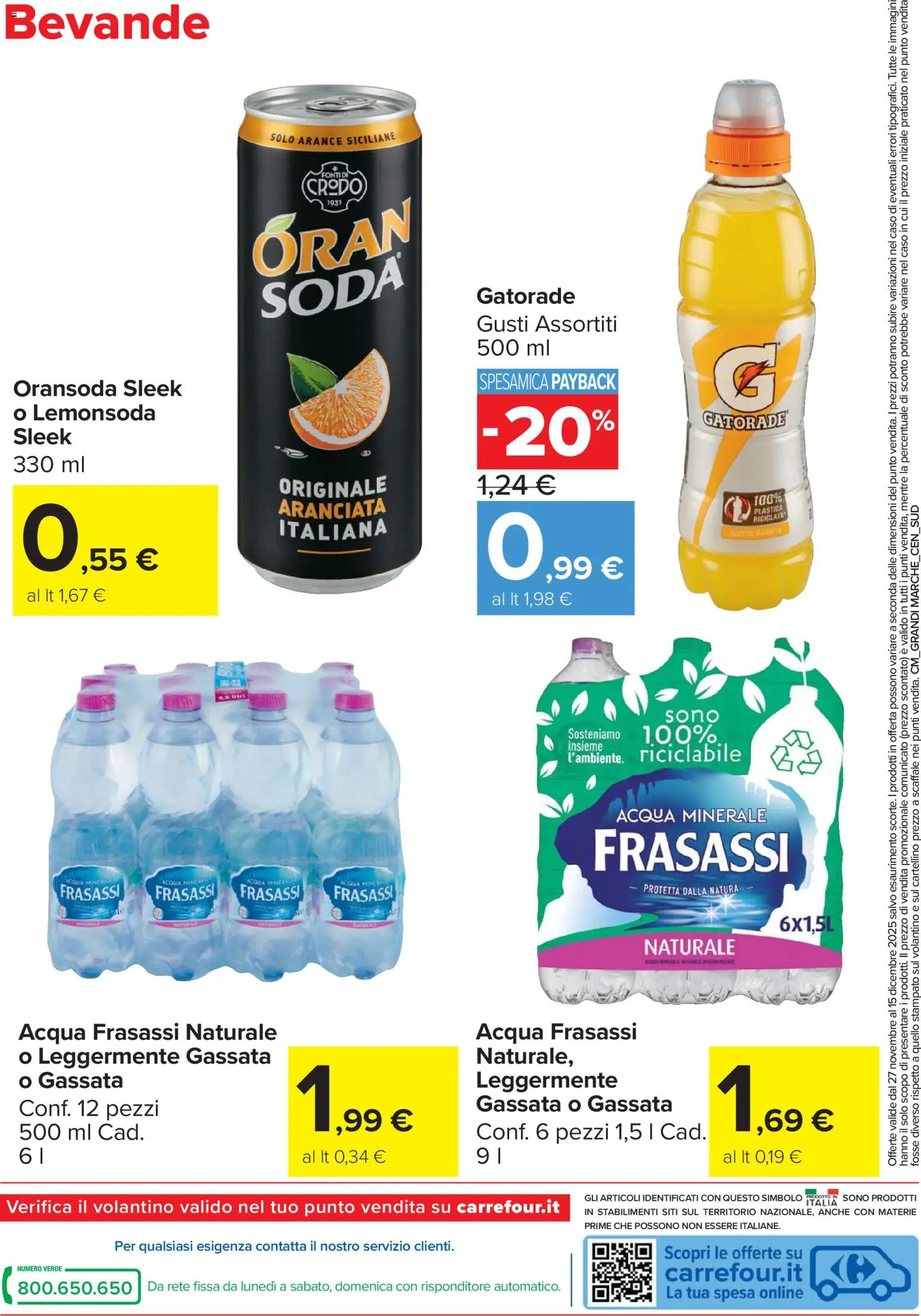 Volantino Carrefour del 27.11.2025 | Pagina: 16 | Prodotti: Arance, Acqua, Scaffale, Acqua minerale