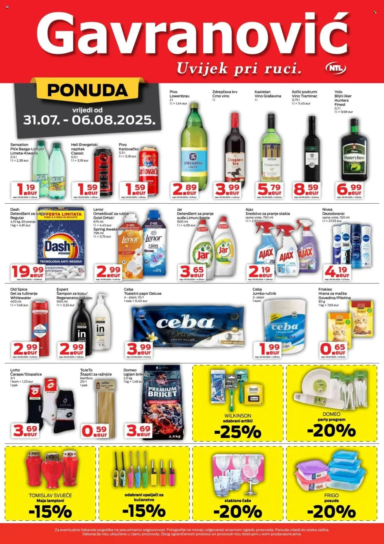Gavranović katalog | vrijedi od 31.07.2025 | Stranica: 4 | Proizvodi: Crno vino, Ručnik, Ajax, Lenor