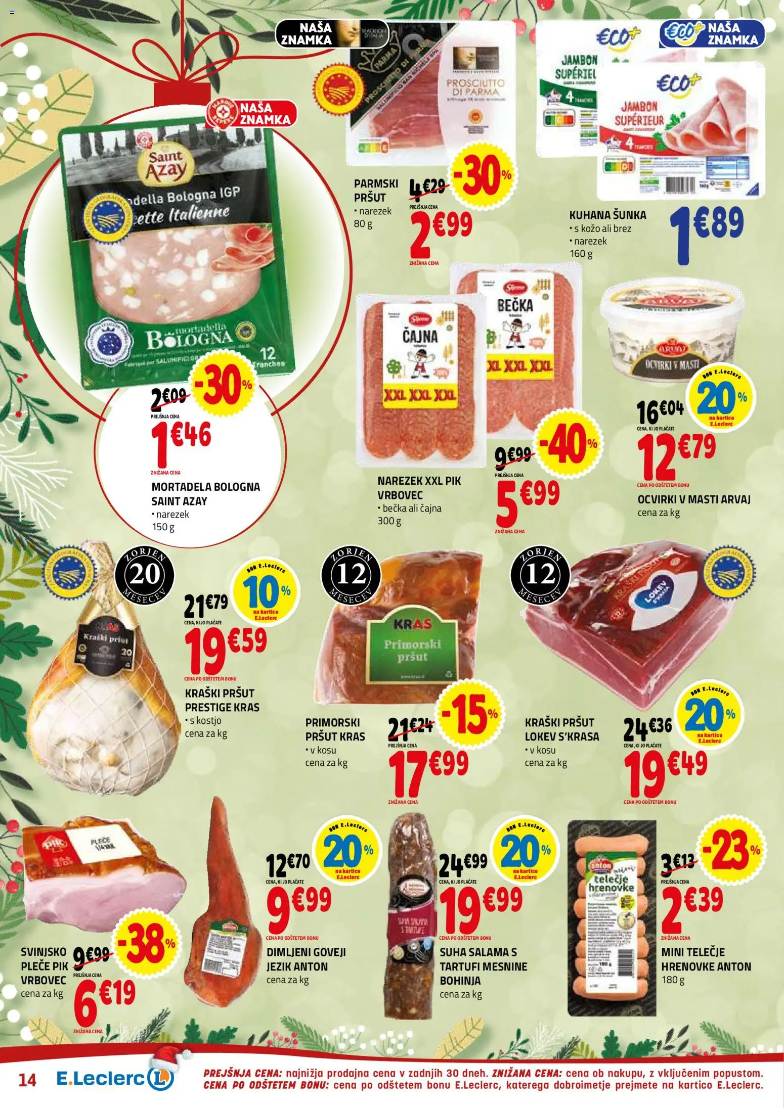 Novi E.leclerc katalog ponudbe – veljaven od 10.12.2025 | Stran: 14 | Izdelki: Mortadela, Narezek, Salama, Sunka