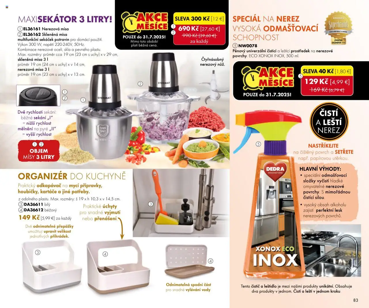 Dedra Katalog 7 2025 │ platný od 20.06.2025 | Strana: 83 | Produkty: Organizér, Organizér do kuchyne, Kuchyne