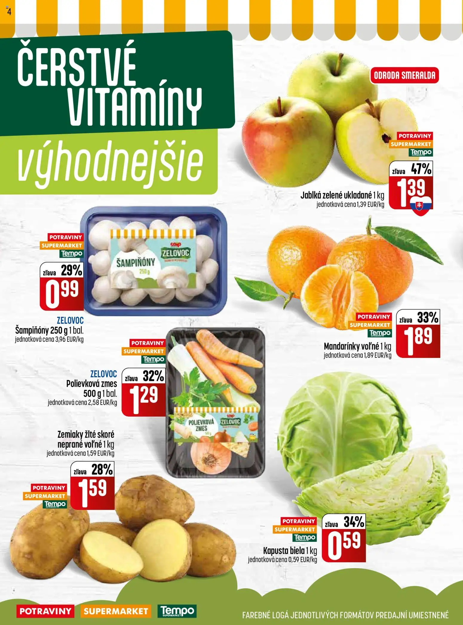 Nové COOP Jednota akcie – leták je platný od 30.04.2026 | Strana: 4 | Produkty: Jablká, Kapusta biela, Mandarinky, Zemiaky