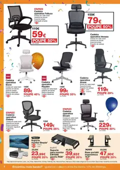 Pré-visualização Staples - Festa das Cadeiras e Mobiliário válido de 06.11.2025 | Página: 4 | Produtos: Monitor, Base, Cadeira