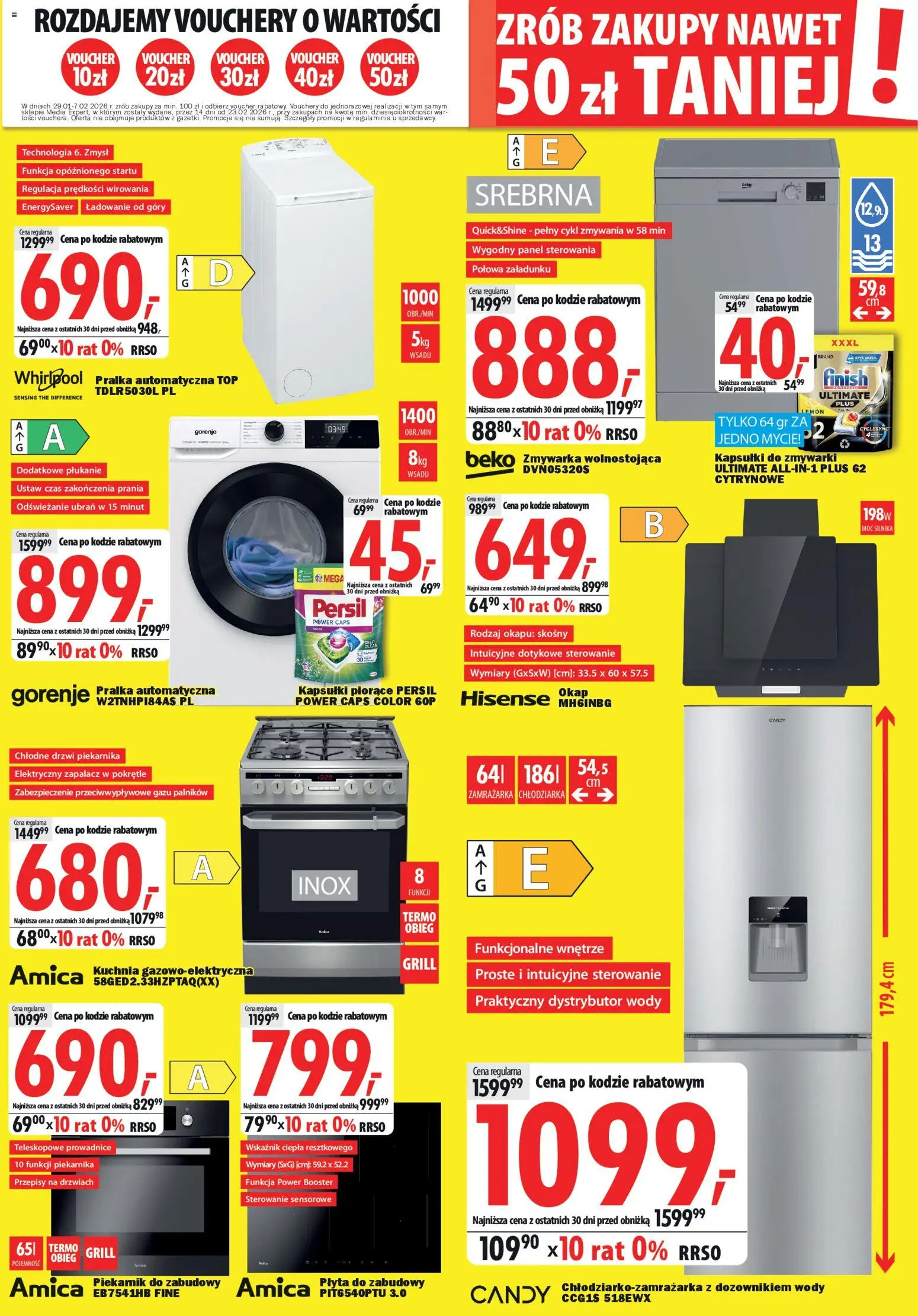 Mediaexpert Gazetka - Otwarcie po remoncie Bytów od 29.01.2026 | Strona: 7 | Produkty: Zamrażarka, Zmywarka, Finish, Kapsułki do zmywarki