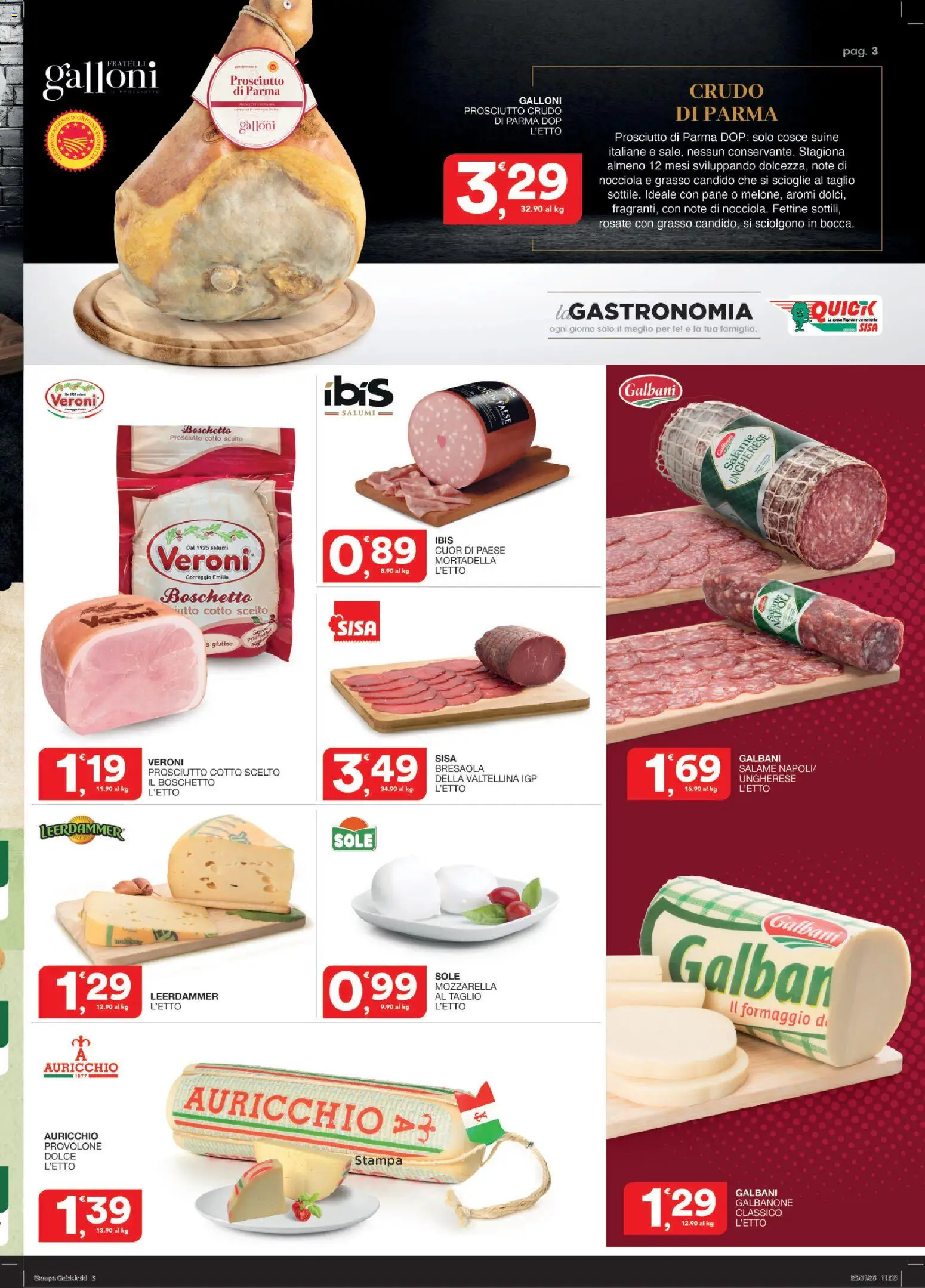 Volantino SISA del 12.02.2026 | Pagina: 3 | Prodotti: Prosciutto Cotto, Mozzarella, Formaggio, Prosciutto