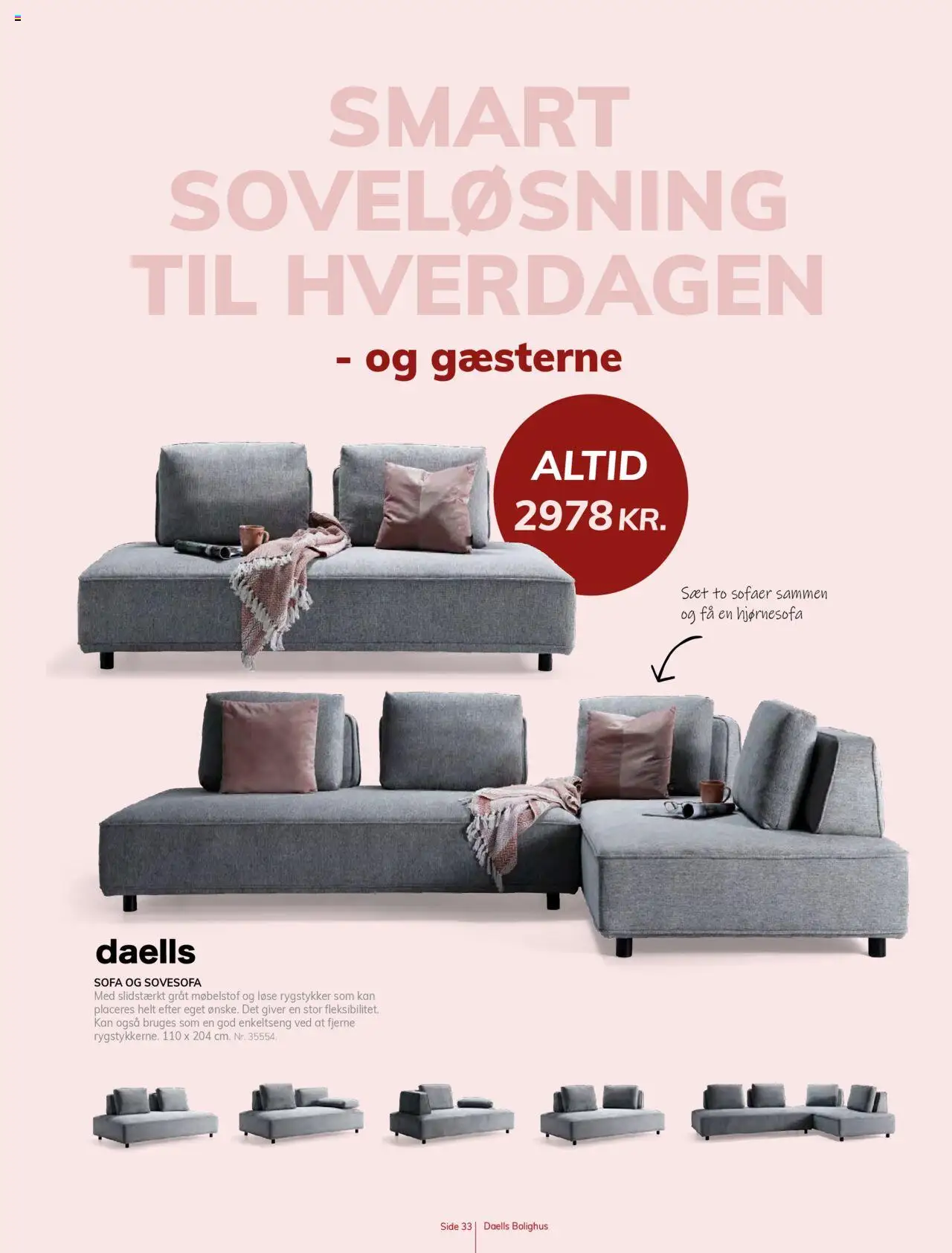 Daells Bolighus tilbudsavis – gyldig fra 14.08.2025 | Side: 33 | Produkter: Sofa, Hjørnesofa, Søm