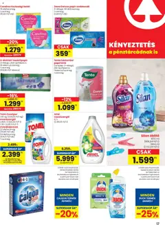 Spar akciós ujság - amely érvényes a következő dátumtól: 28.08.2025 | Oldal: 17 | Termékek: Papírtörlő, Tisztasági betét, Öblítő, Mosópor