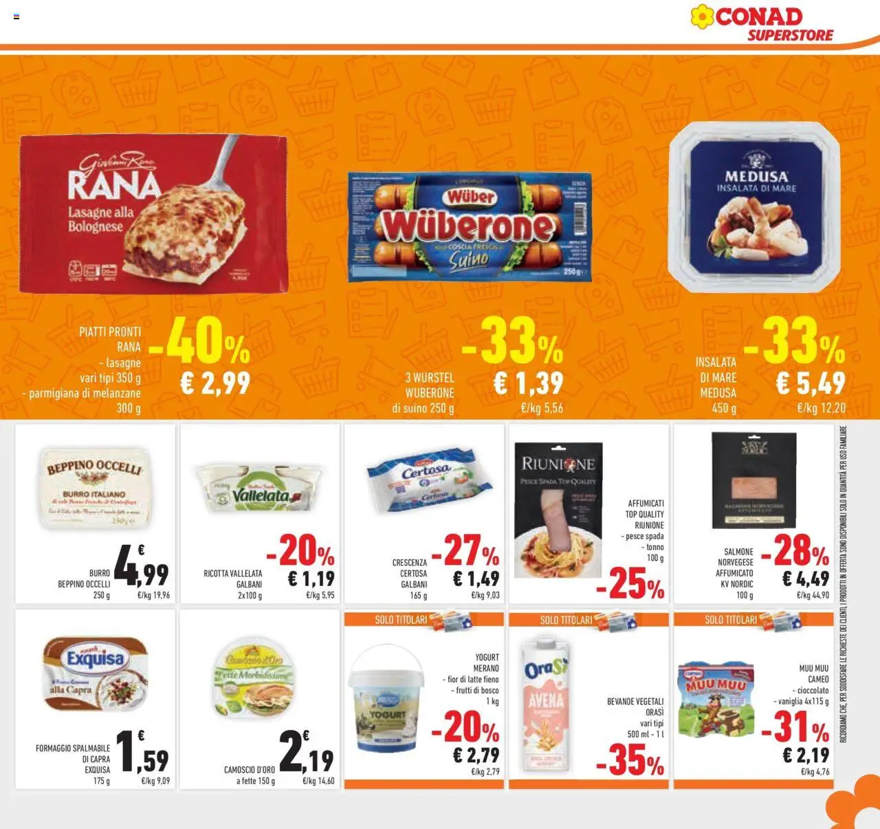 Volantino Conad del 08.10.2025 | Pagina: 19 | Prodotti: Suino, Latte, Wurstel, Melanzane
