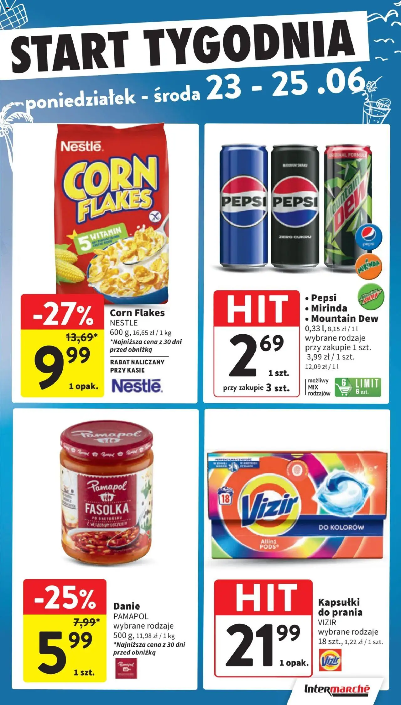 Intermarche Gazetka od 17.06.2025 | Strona: 47 | Produkty: Pepsi, Kapsułki do prania, Detergent, Corn Flakes