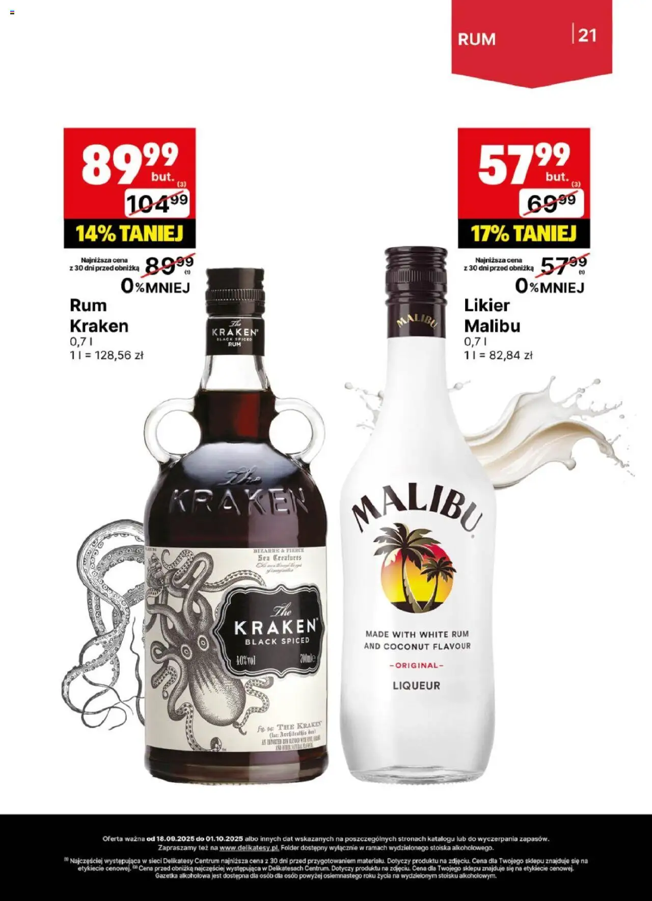 Delikatesy Centrum Gazetka - DeliBarek od 18.09.2025 | Strona: 21 | Produkty: Delikatesy, Rum