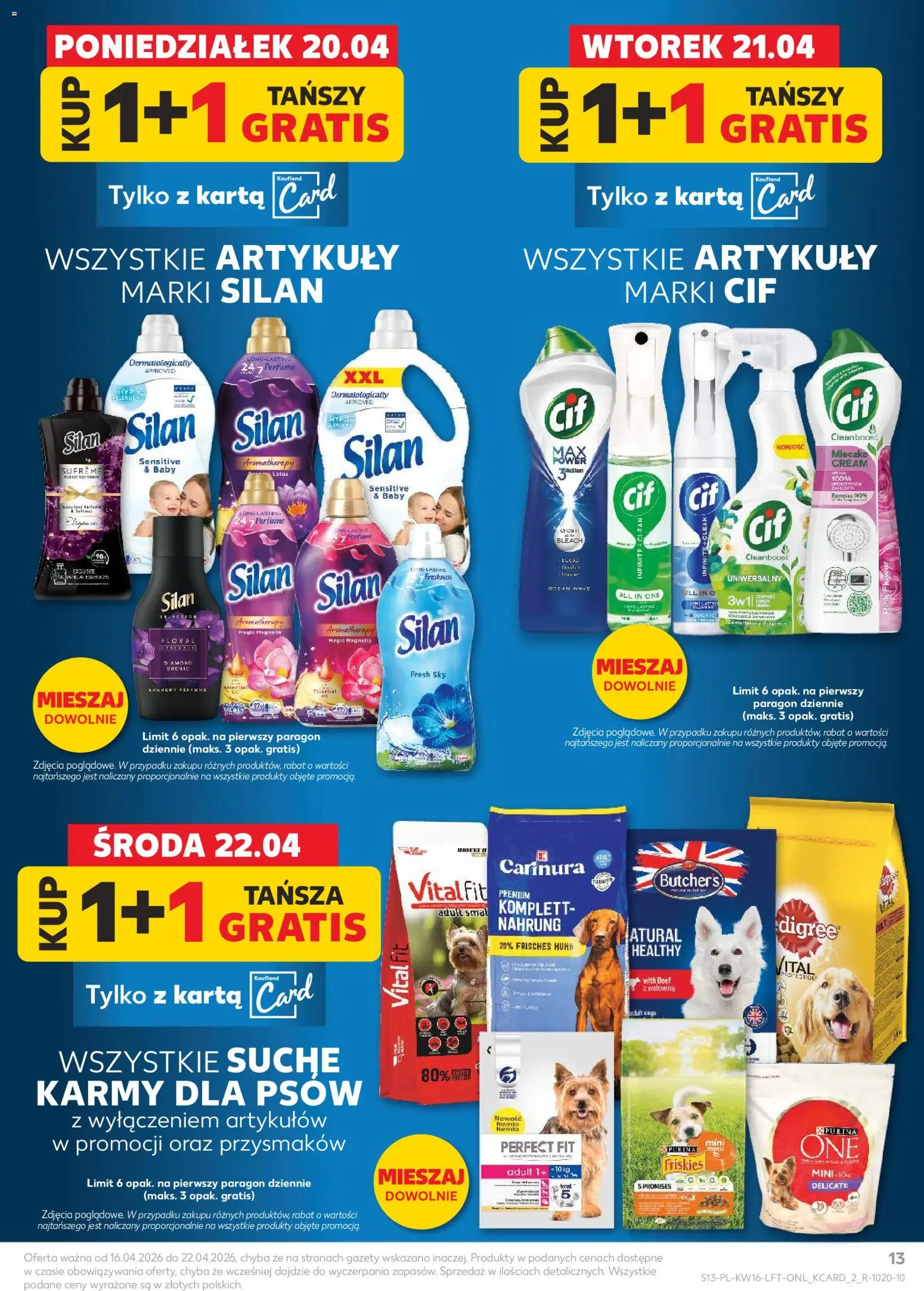 Kaufland Polsko leták od 16.04.2026 | Strana: 13 | Produkty: Purina, Silan, Stan, Lotus