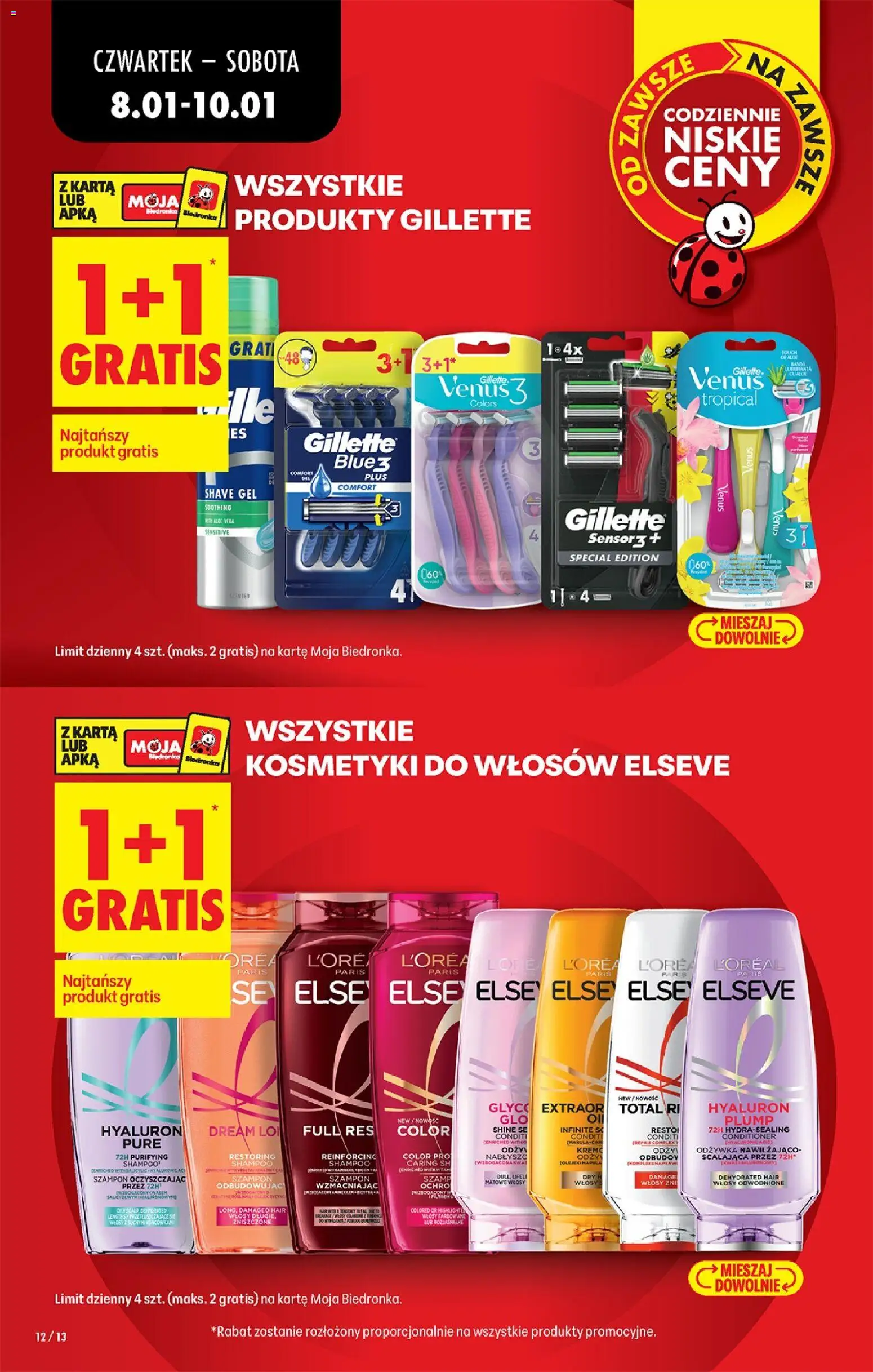 Biedronka gazetka - Oferta w tym tygodniu od 08.01.2026 | Strona: 14 | Produkty: Karta, Gillette, Kosmetyki, Szampon