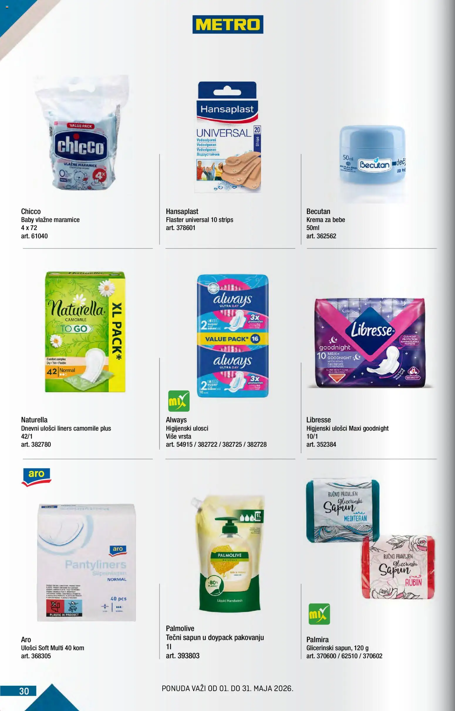 Metro katalog - važi od 01.05.2026 | Strana: 30 | Proizvode: Tečni sapun, Krema, Sapun, Vlažne maramice