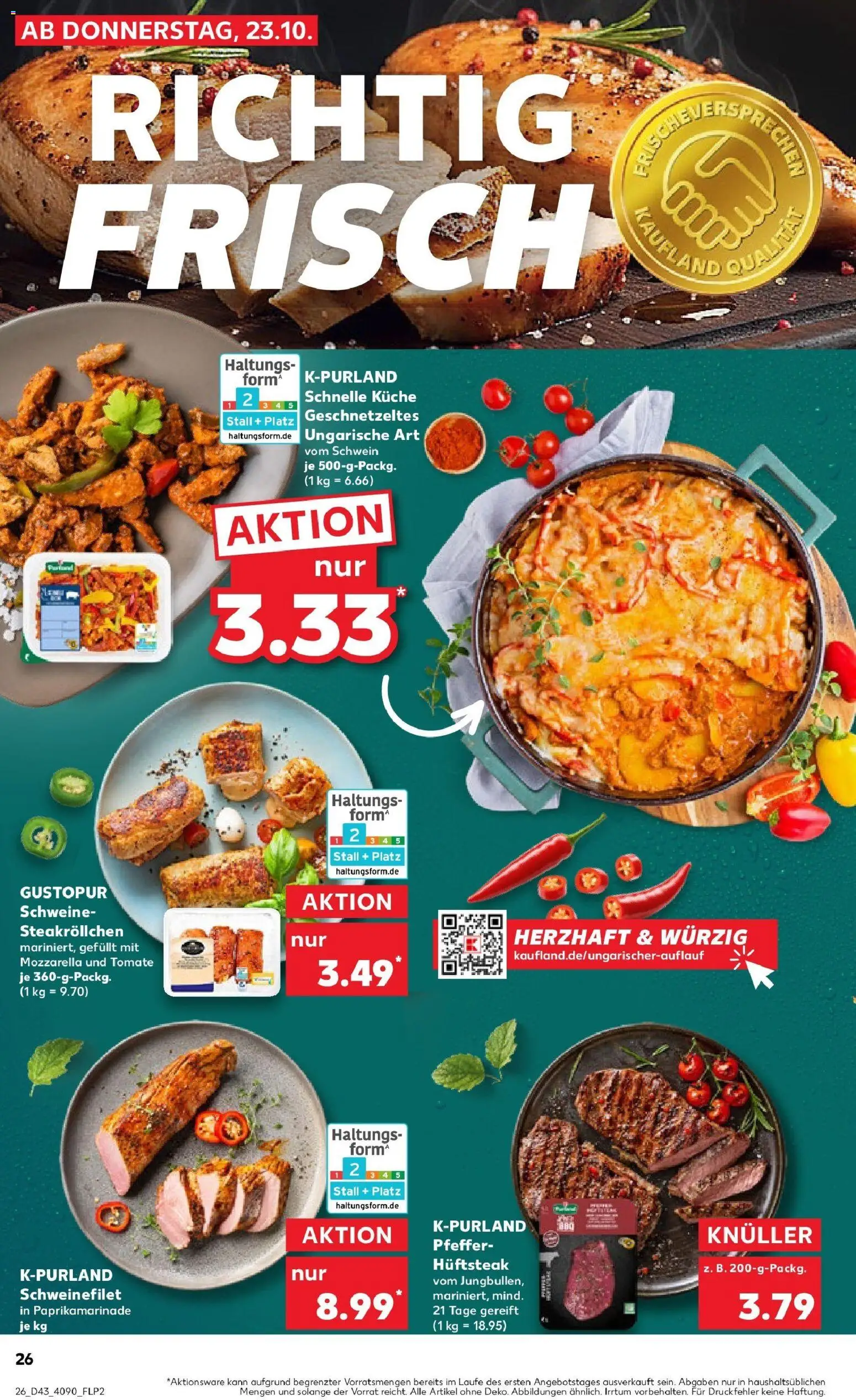 Kaufland prospekt Mainz	 – gültig ab 27.10.2025 | Seite: 26 | Produkte: Mozzarella, Küche, Schweinefilet, Pfeffer