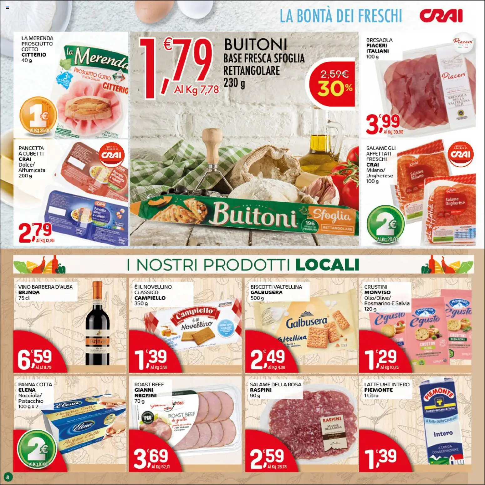 Volantino CRAI del 30.04.2026 | Pagina: 8 | Prodotti: Rosmarino, Panna, Biscotti, Latte