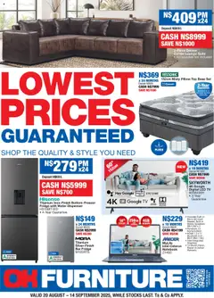 Preview of OK Furniture specials valid from 20.08.2025