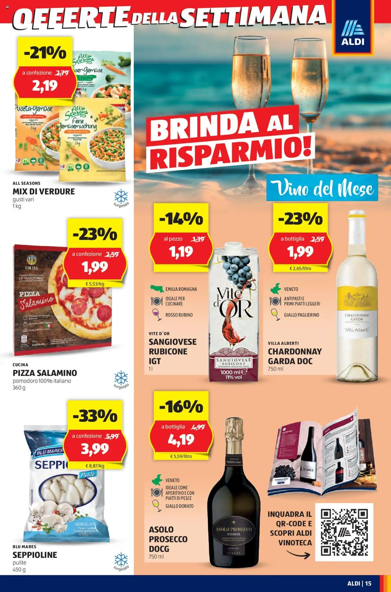 Volantino Aldi del 21.07.2025 | Pagina: 15 | Prodotti: Pesce, Verdure, Pomodoro, Bottiglia
