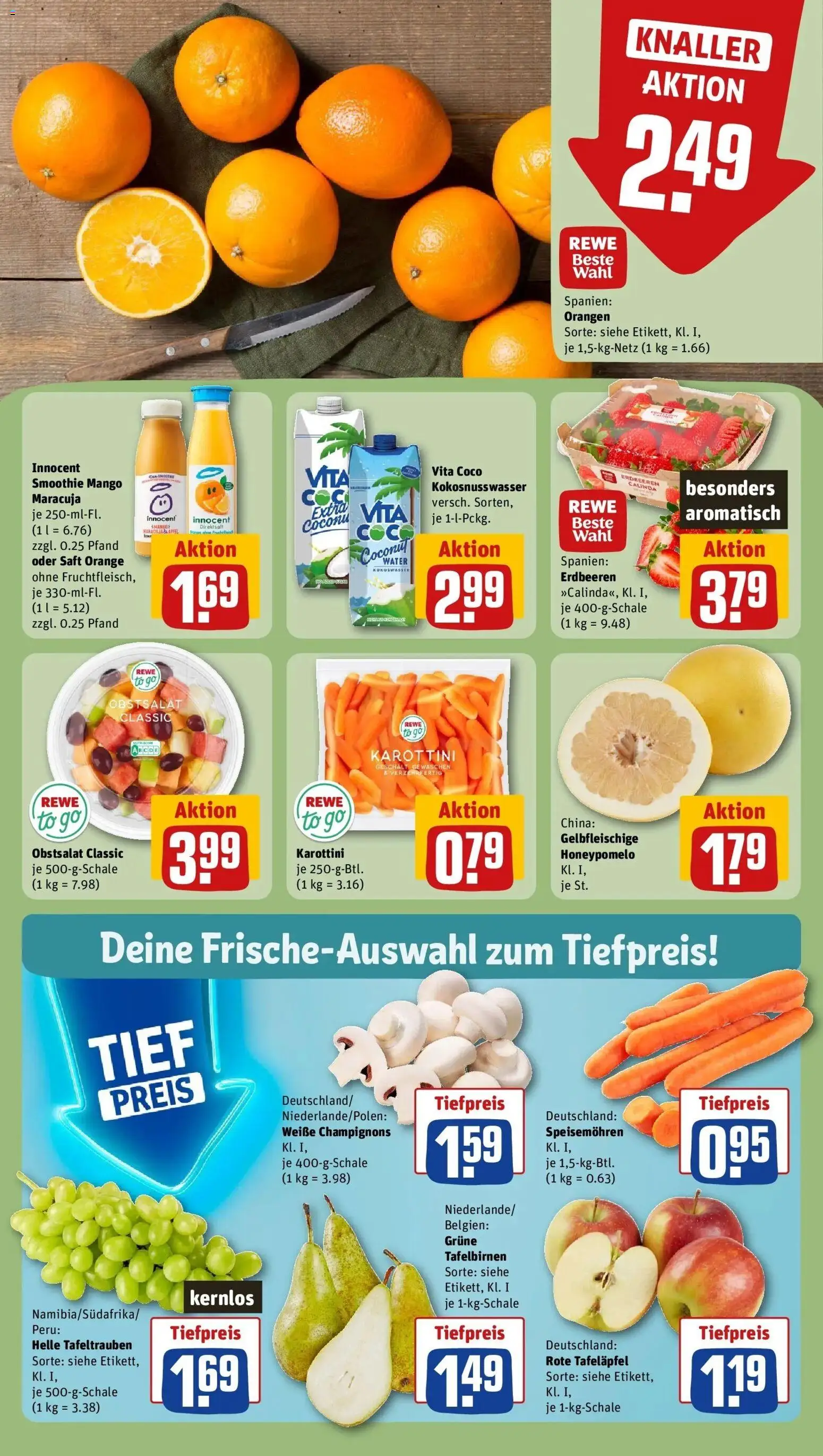 Rewe prospekt Hilden	 – gültig ab 16.02.2026 | Seite: 4 | Produkte: Orangen, Champignons, Mango, Erdbeeren