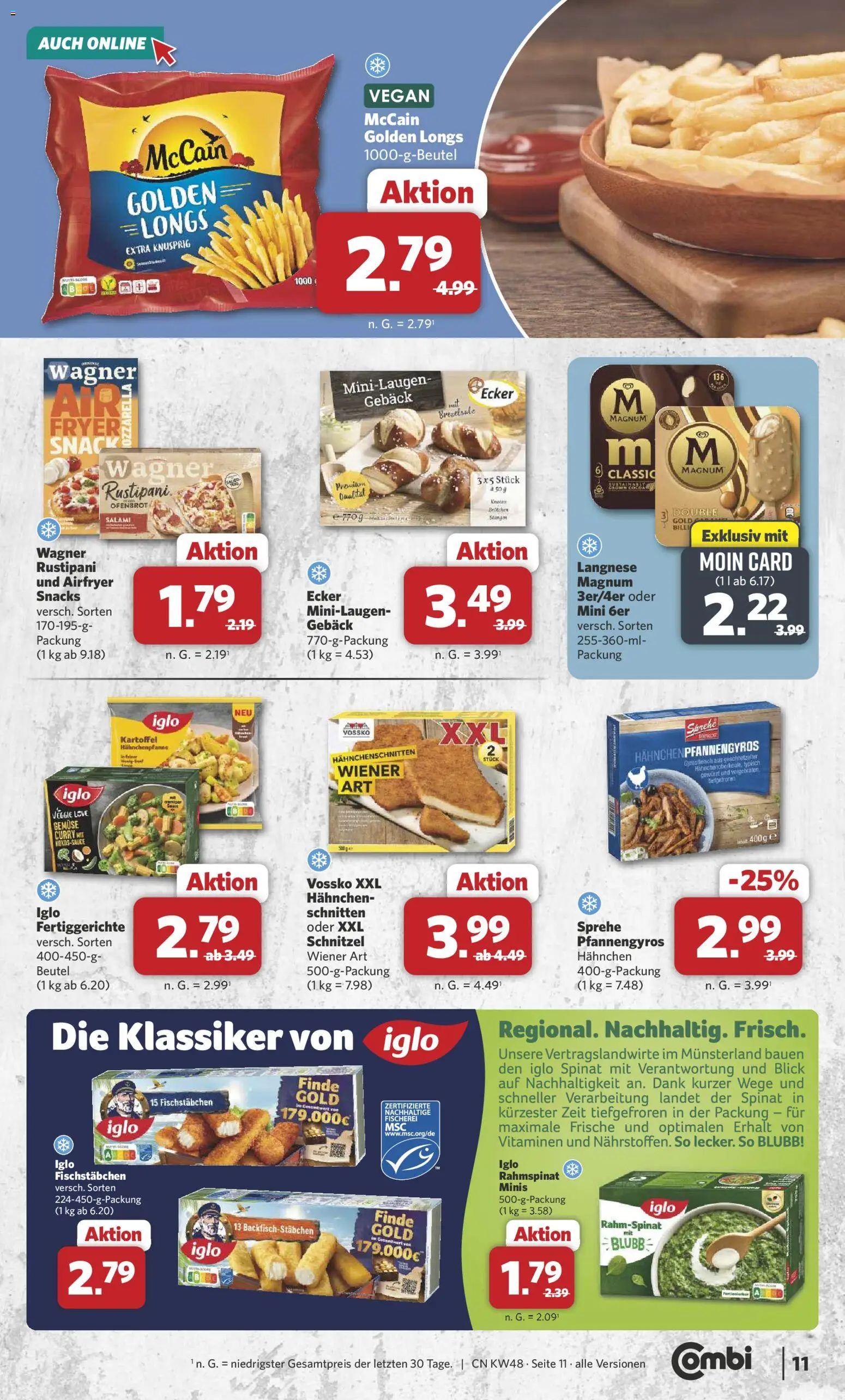 Combi - Black Friday – gültig ab 24.11.2025 | Seite: 12 | Produkte: Iglo, Fischstabchen, Fertiggerichte, Salami