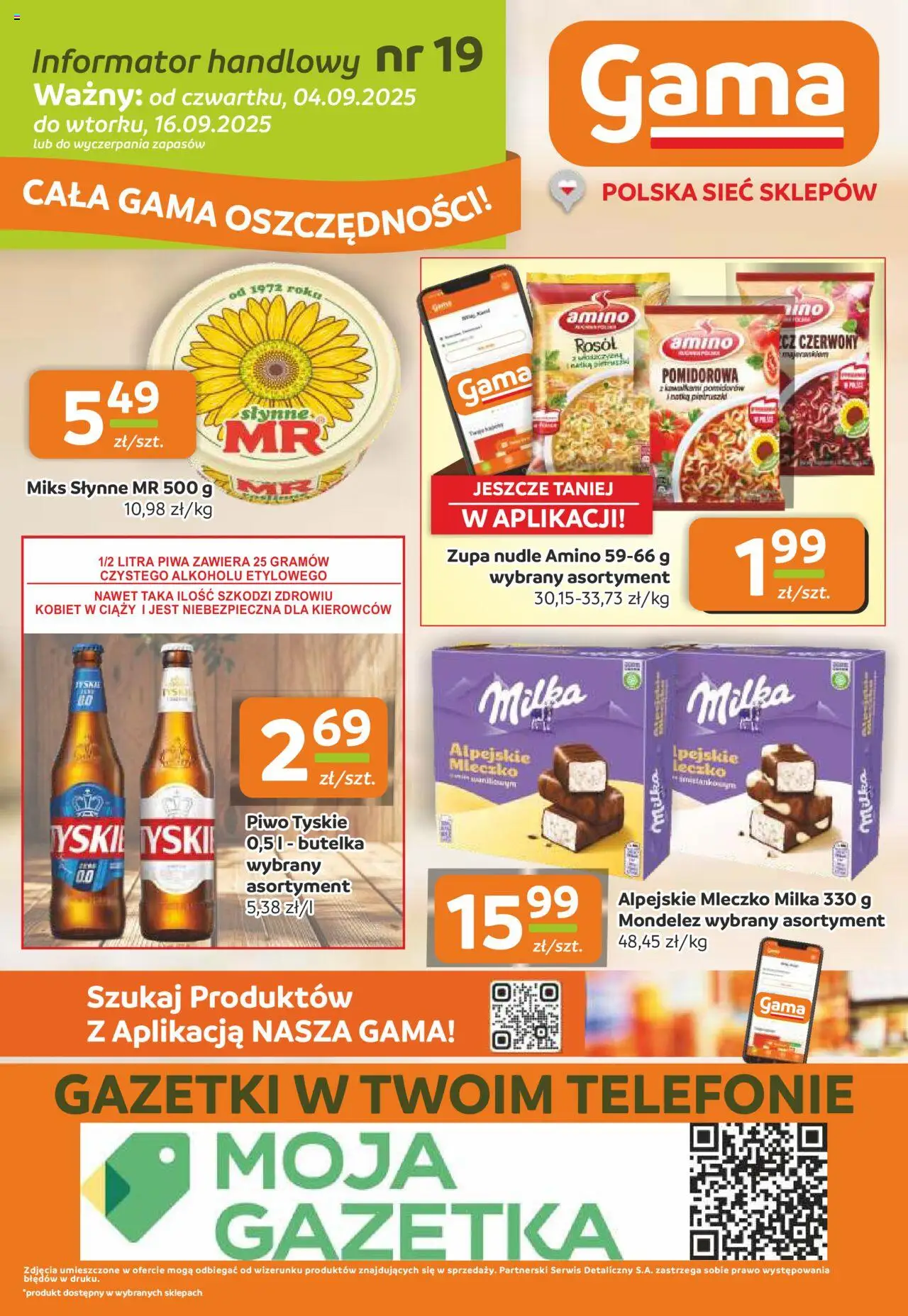 Gama Gazetka od 04.09.2025 | Strona: 12 | Produkty: Milka, Tyskie, Zupa, Piwo