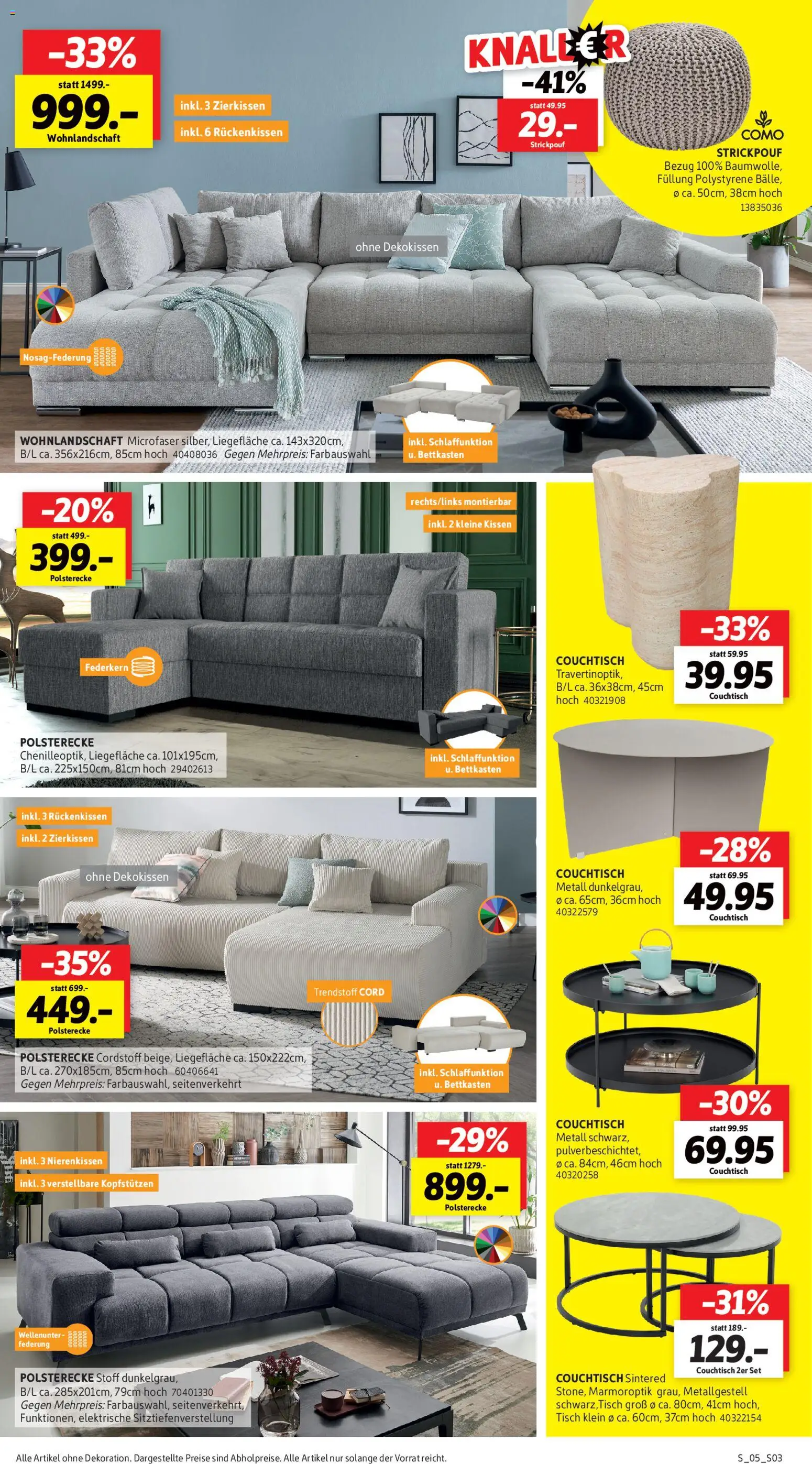 Sconto Prospekt Ostern – gültig ab 18.03.2026 | Seite: 3 | Produkte: Wohnlandschaft, Kissen, Couchtisch, Tisch