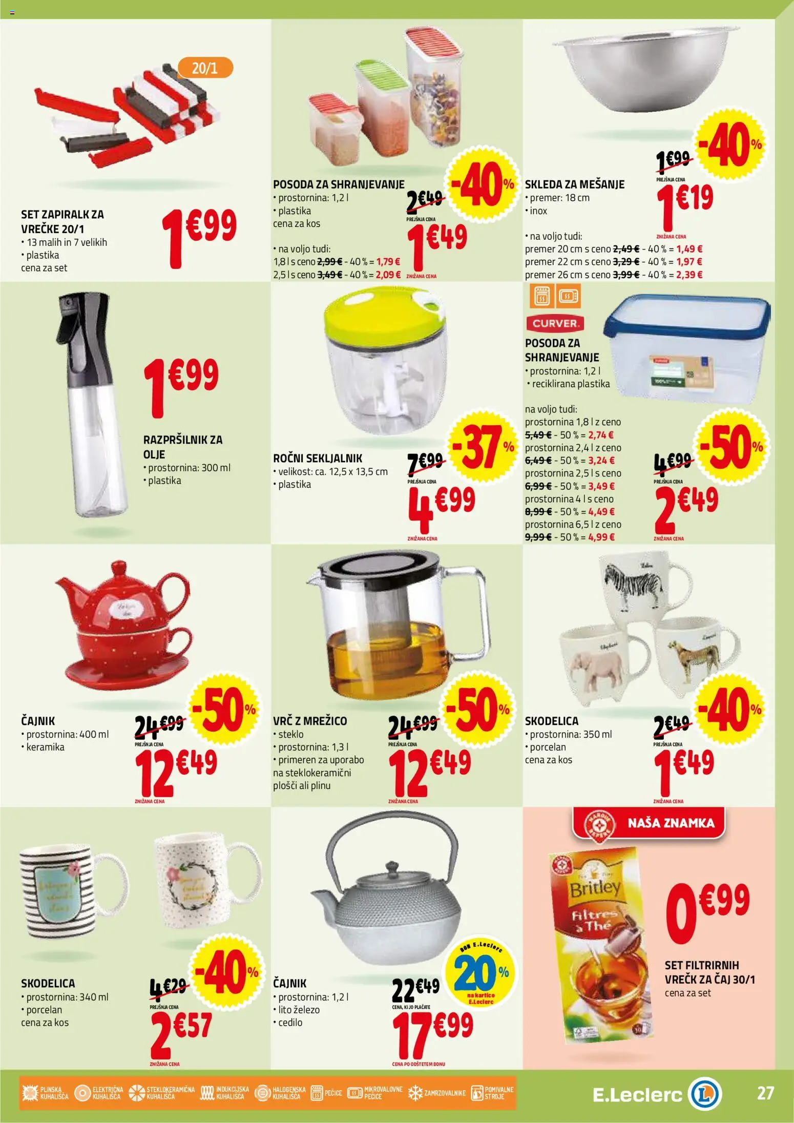 Novi E.leclerc katalog ponudbe – veljaven od 14.01.2026 | Stran: 27 | Izdelki: Cajnik, Kos, Olje, Caj