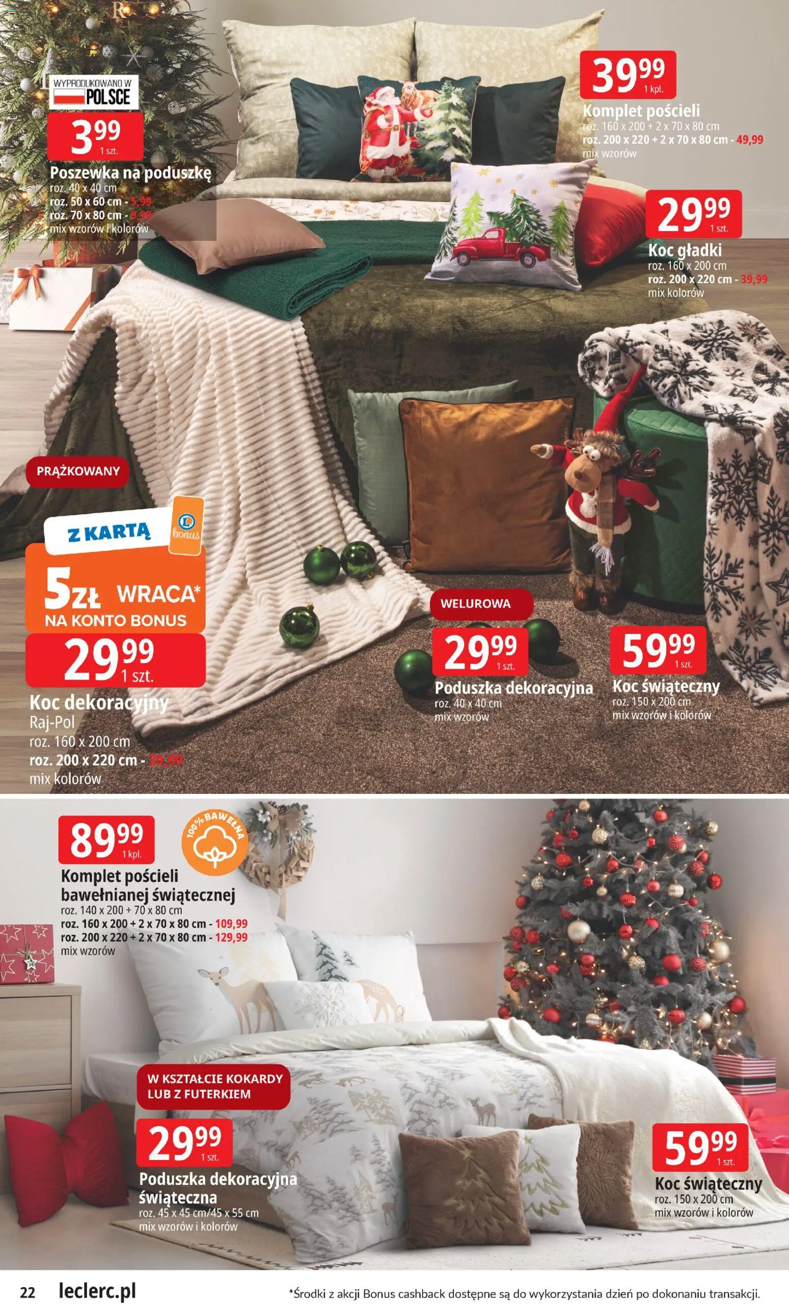 E.Leclerc Gazetka - Warszawa Bielany od 12.11.2025 | Strona: 22 | Produkty: Karta, Poduszka, Koc
