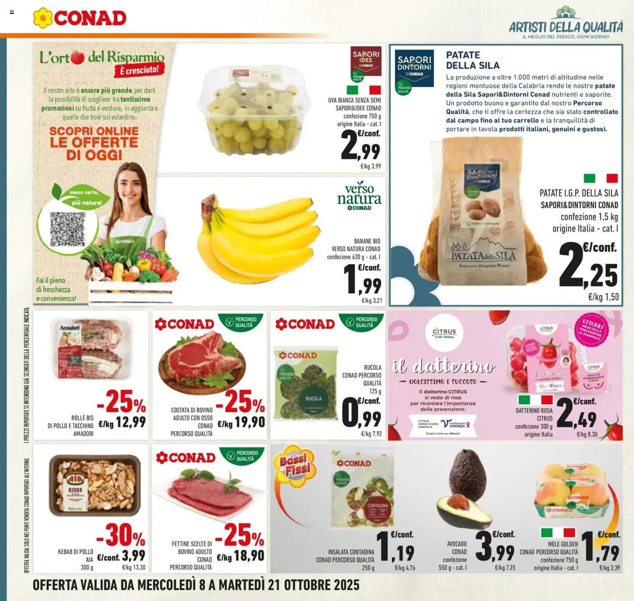 Volantino Conad del 08.10.2025 | Pagina: 32 | Prodotti: Bovino, Mele, Rucola, Patate