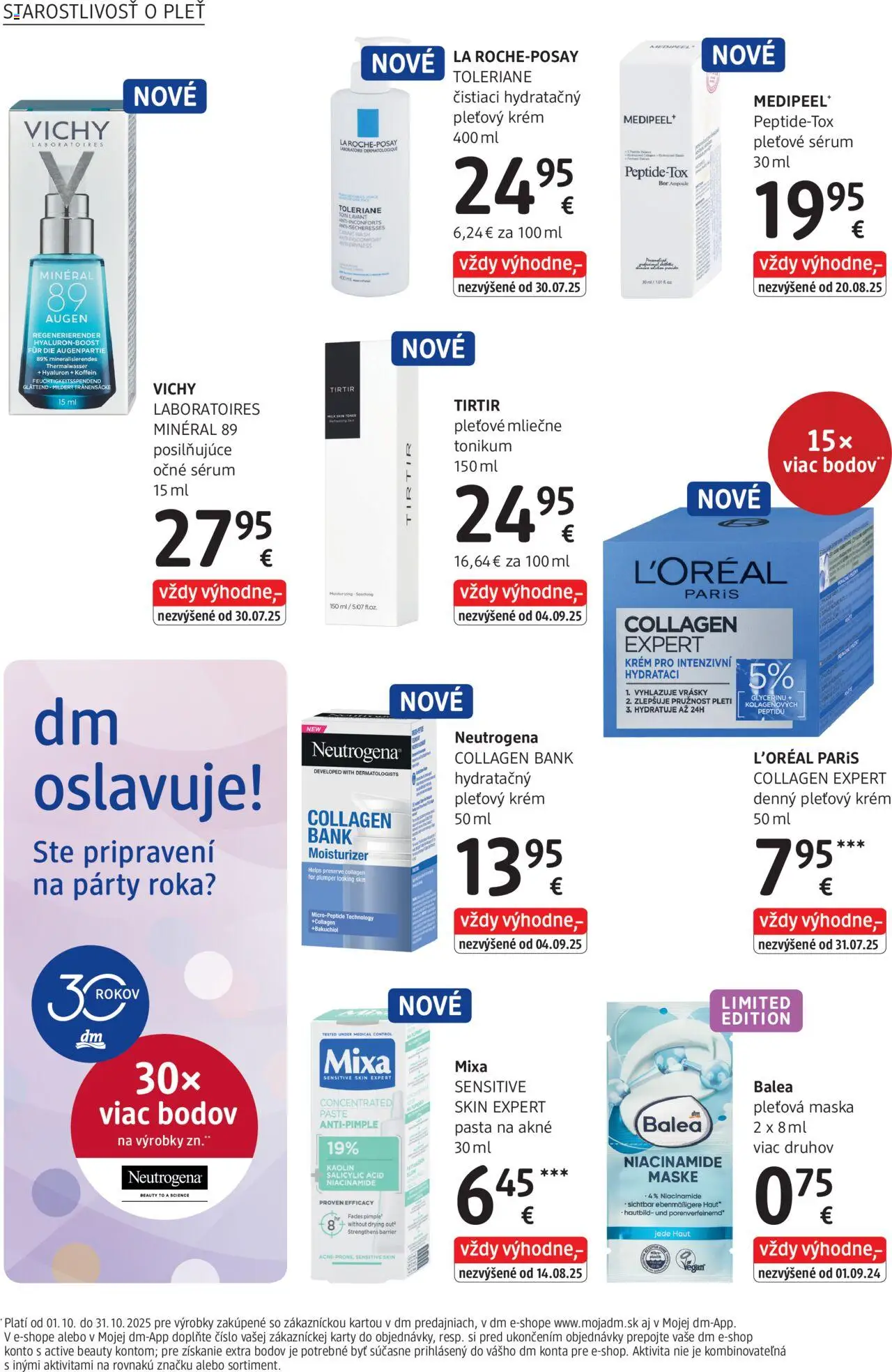 Nové dm drogerie akcie – leták je platný od 01.10.2025 | Strana: 6 | Produkty: Vichy, Maska, Krém, Toner