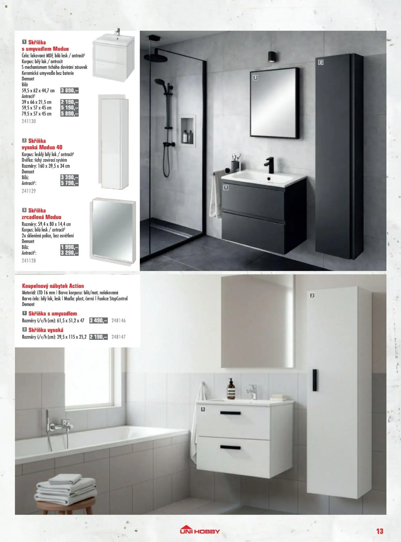 Uni Hobby katalog - Dlažby, obklady a sanita 2026 od 20.02.2026 | Strana: 13 | Produkty: Koupelnový nábytek, Nábytek, Skříňka, Baterie