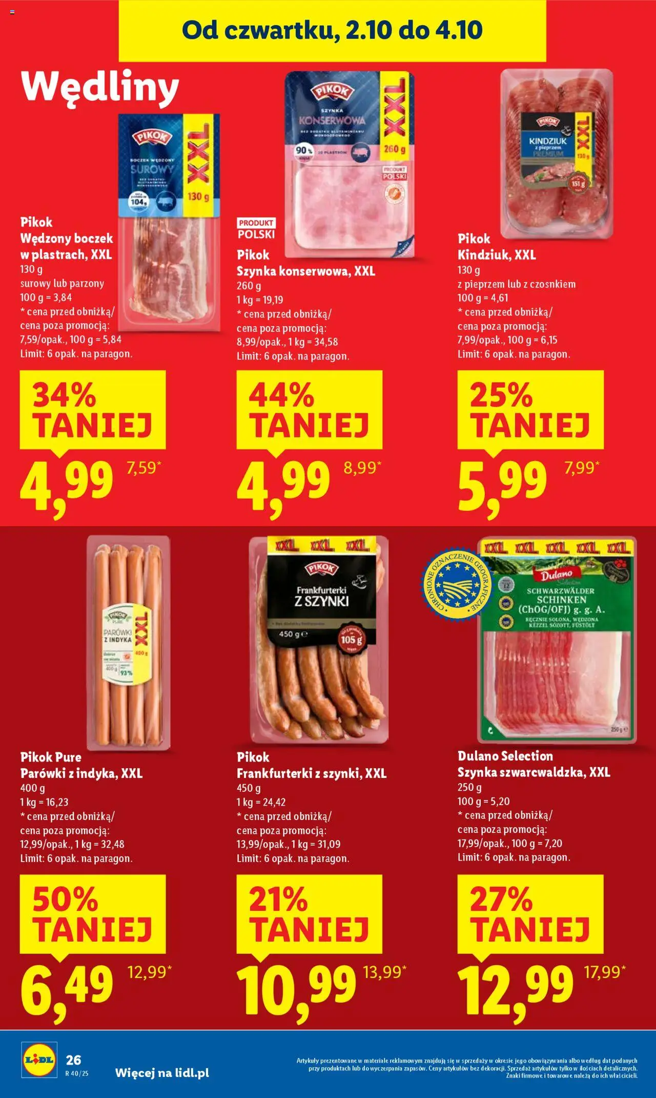 Lidl Gazetka od 02.10.2025 | Strona: 30 | Produkty: Frankfurterki, Szynka, Boczek, Wędliny