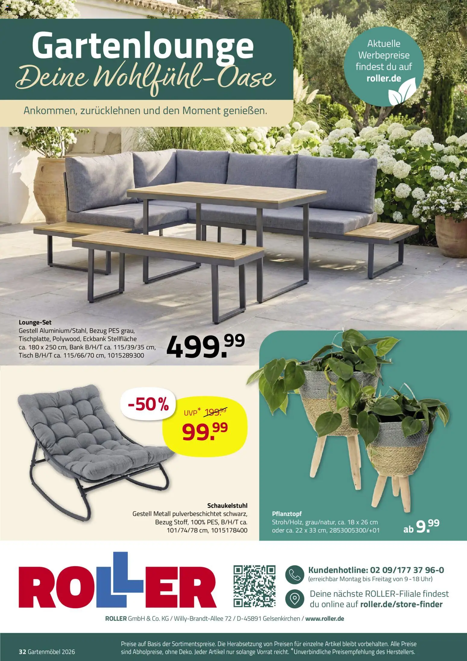 Roller Garten looks – gültig ab 23.02.2026 | Seite: 32 | Produkte: Eckbank, Tisch, Gartenmöbel, Uhr
