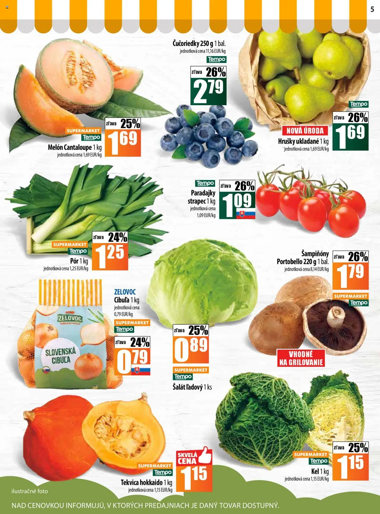 COOP Jednota leták │ platný od 07.08.2025 | Strana: 5 | Produkty: Paradajky, Čučoriedky, Melón, Hrušky